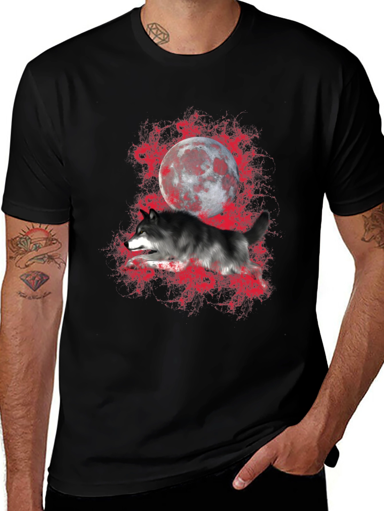 Wolf and Moon Graphic T-Shirt