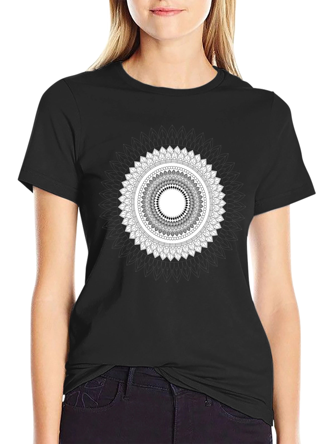 Mandala Graphic Print Black T-Shirt for Men