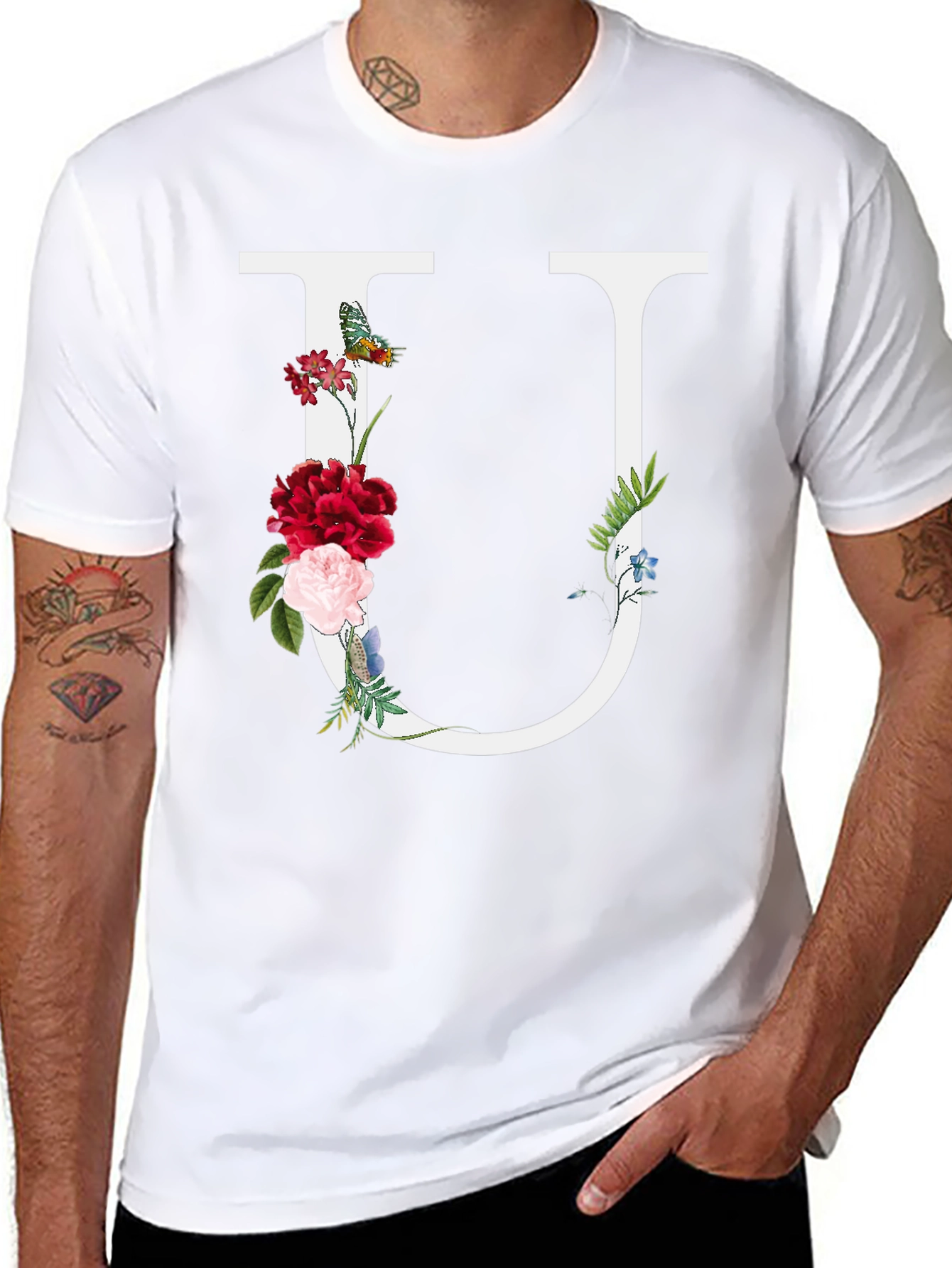 Floral Letter U Graphic Tee