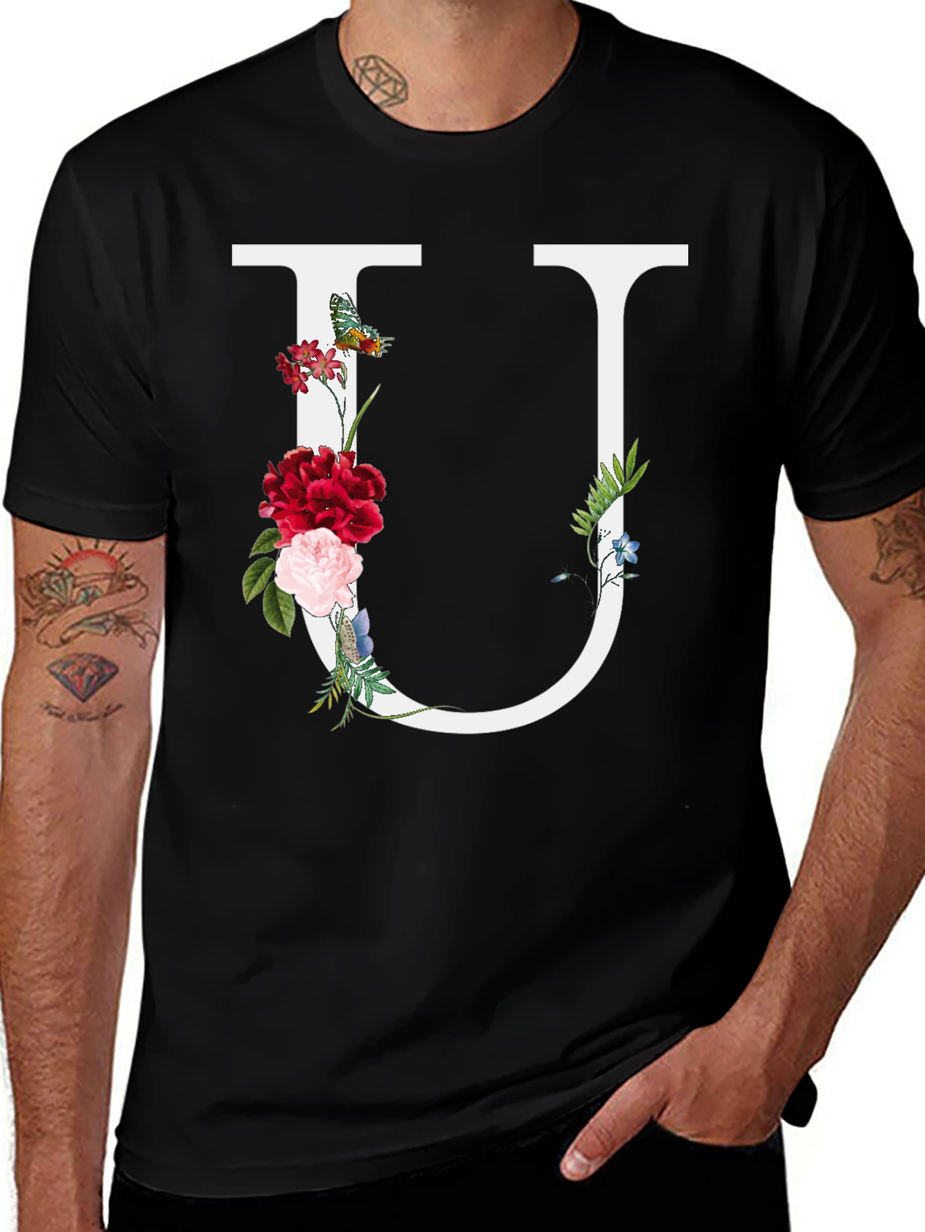 Floral Letter U Graphic Tee
