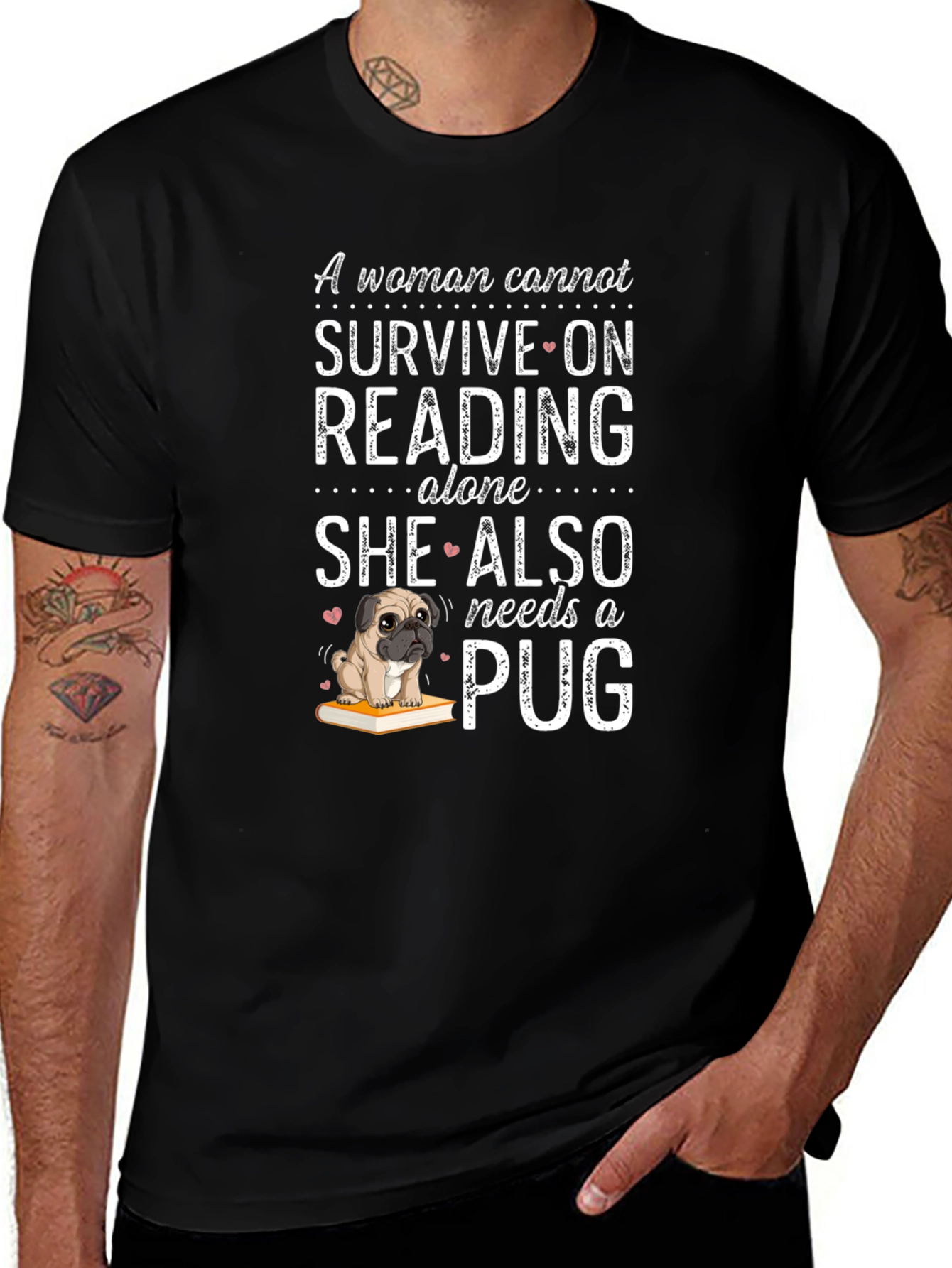 Reading & Pug Lover Tee - Womans Necessity