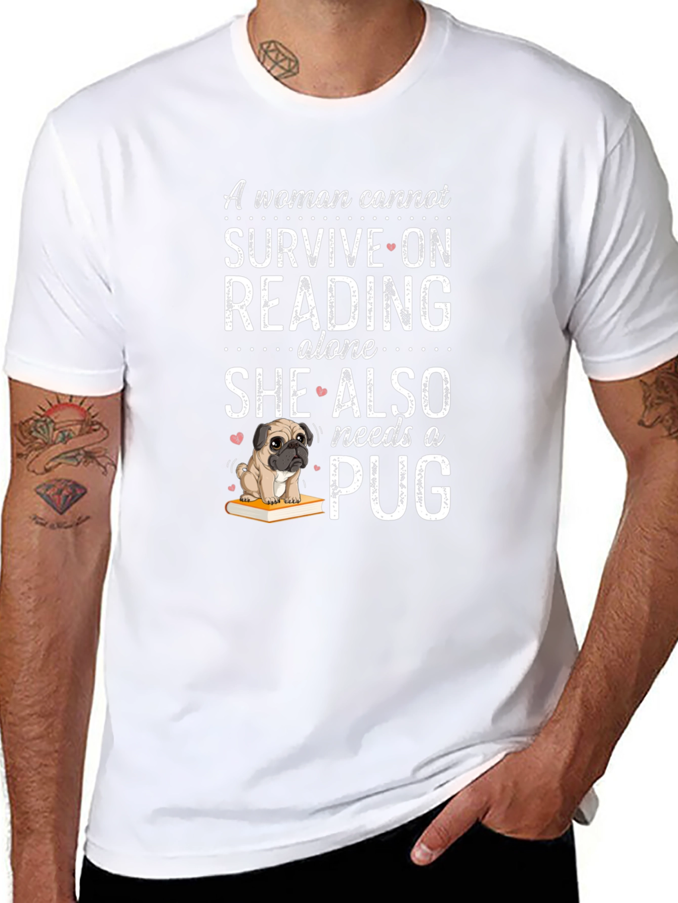 Reading & Pug Lover Tee - Womans Necessity