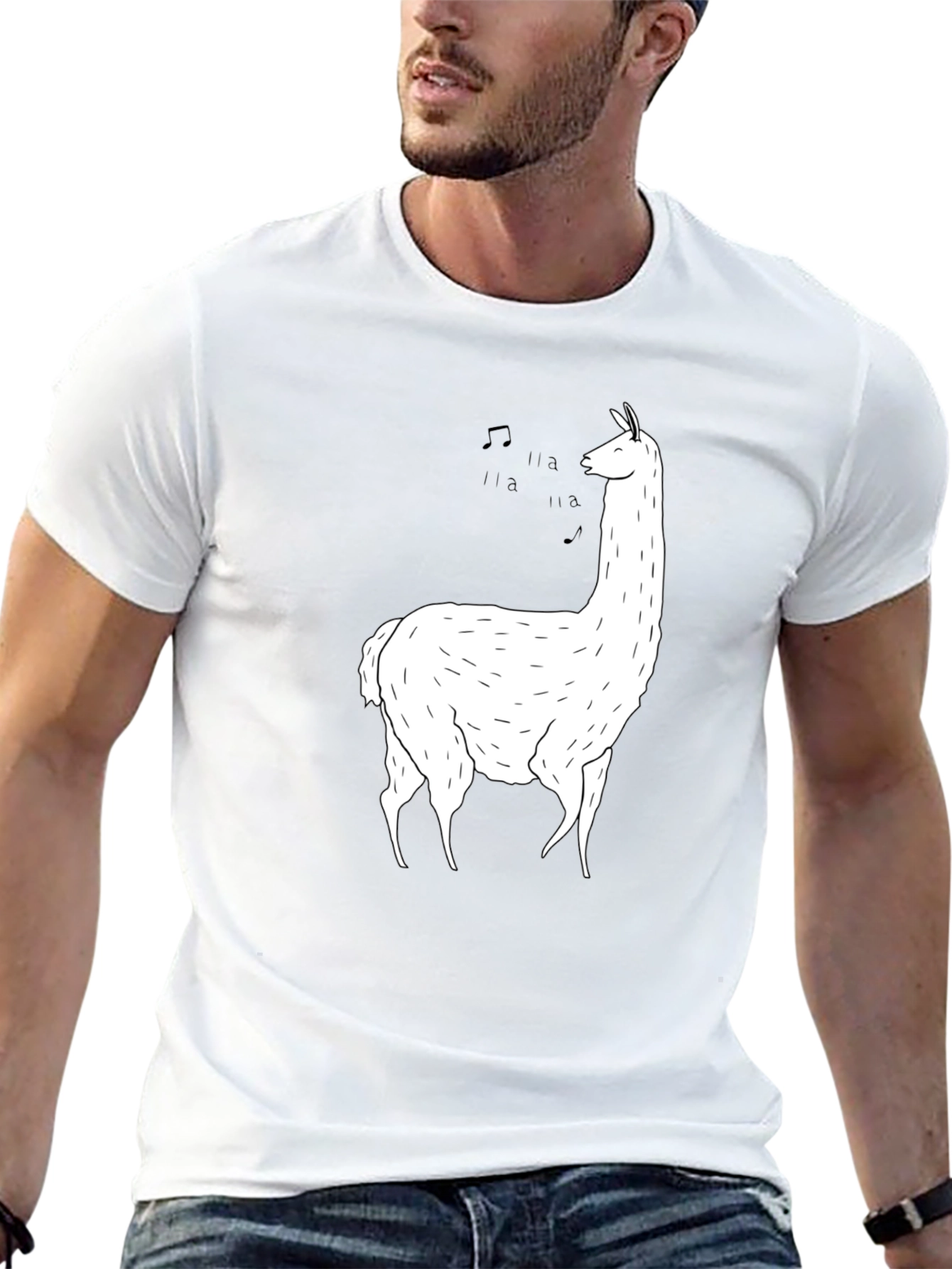 Singing Llama Graphic Tee - Soft Black Cotton