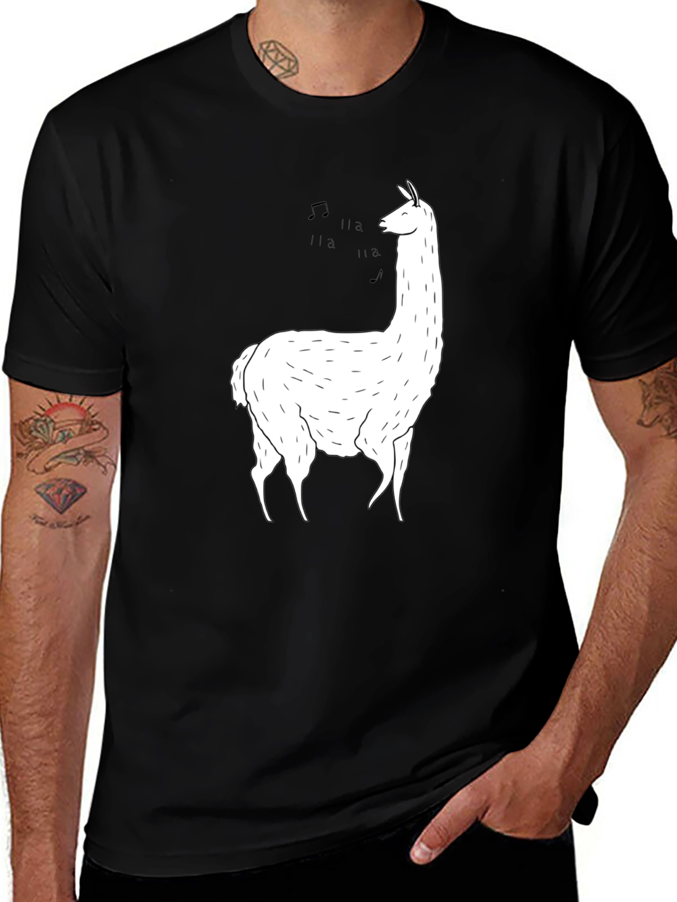 Singing Llama Graphic Tee - Soft Black Cotton