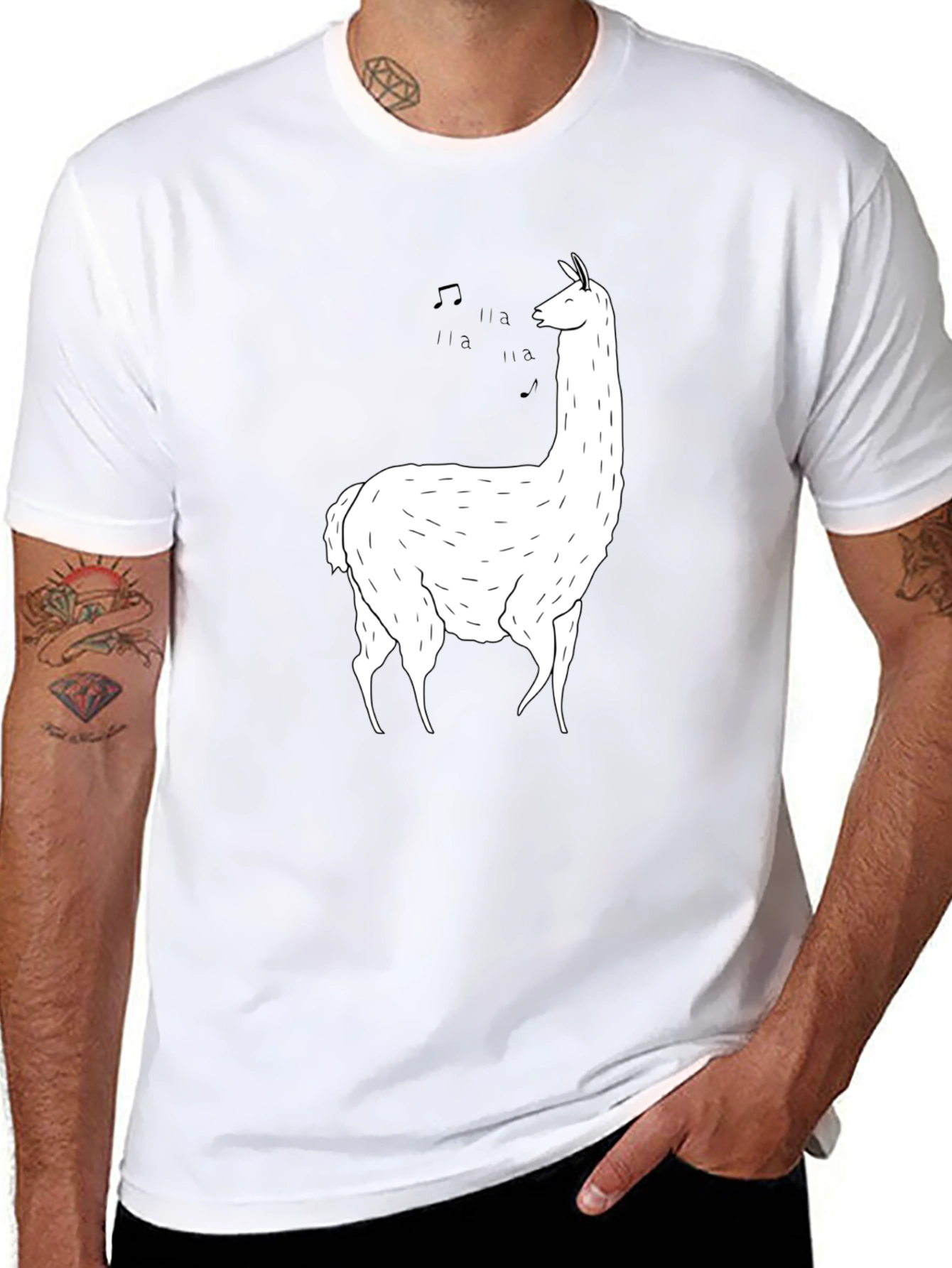 Singing Llama Graphic Tee - Soft Black Cotton
