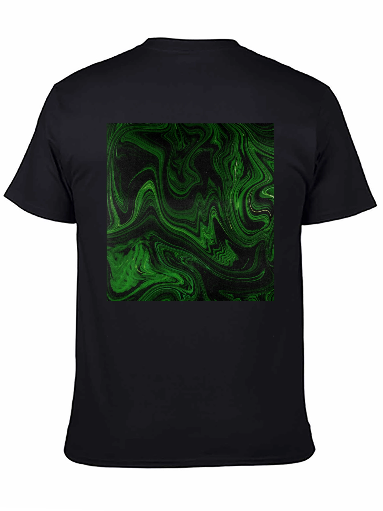 Green Swirl Graphic Black T-Shirt