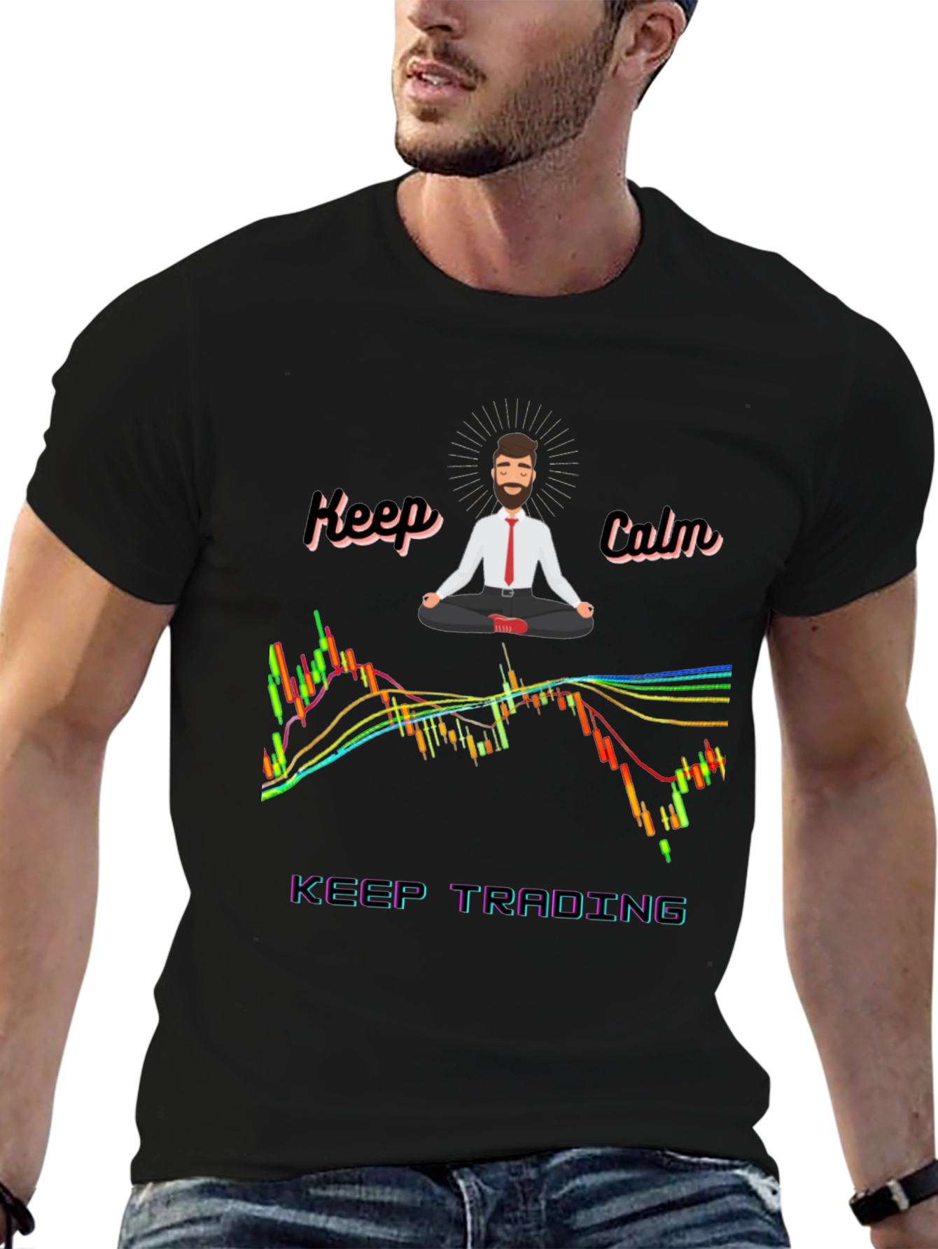 Keep Calm Trading T-Shirt - Black Cotton Blend