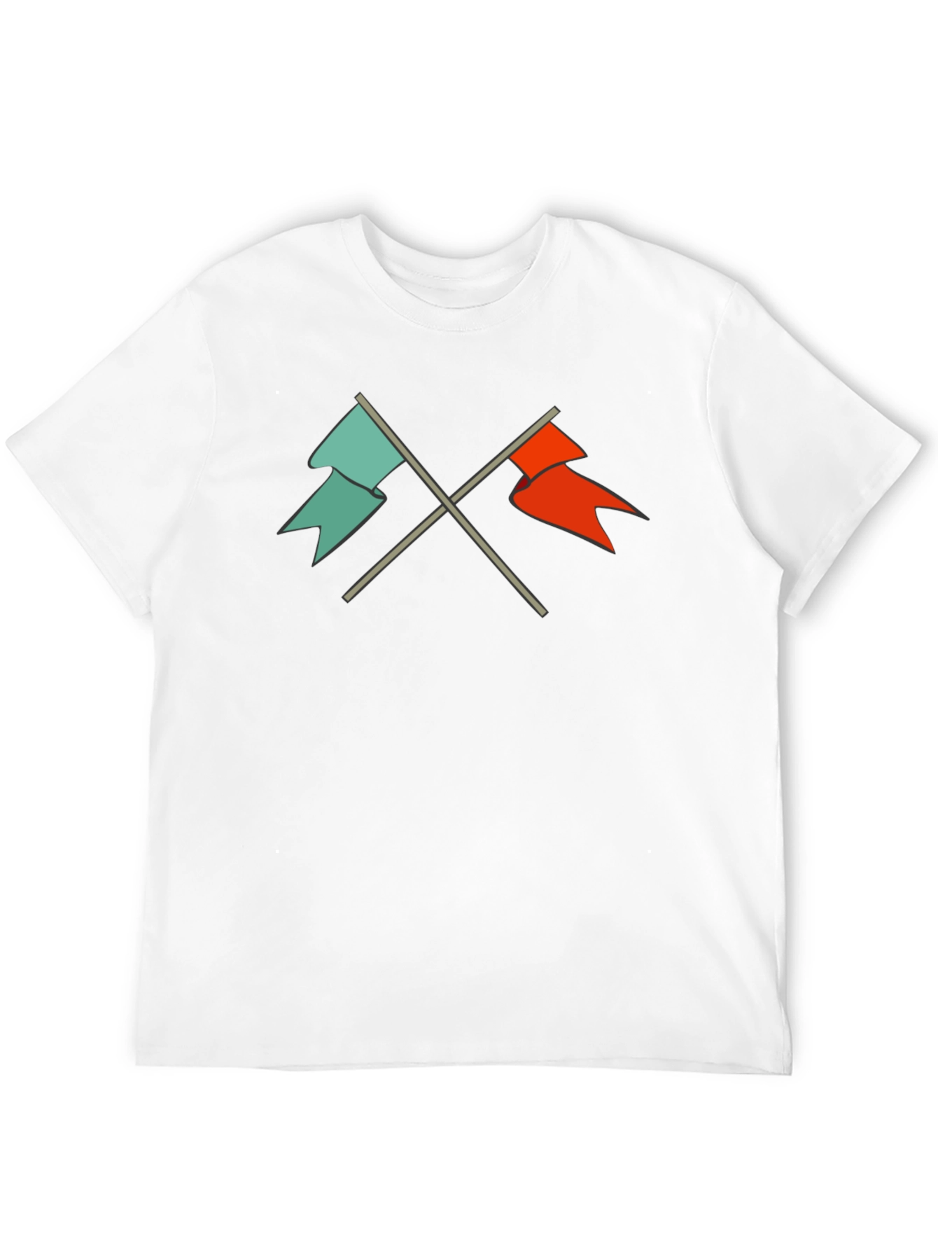 Crossed Flags Graphic Tee - Casual Black T-Shirt