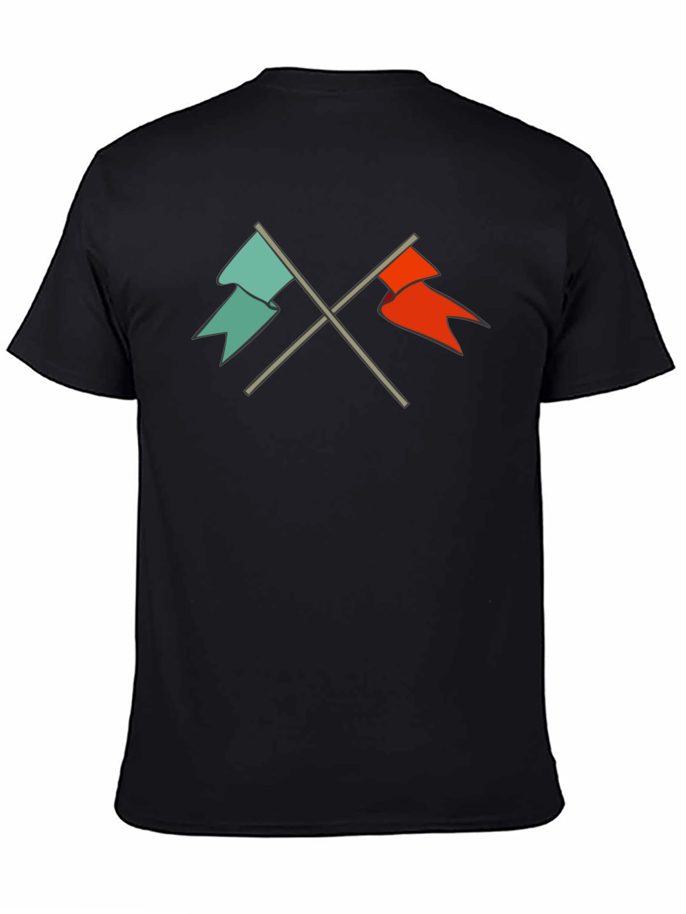 Crossed Flags Graphic Tee - Casual Black T-Shirt