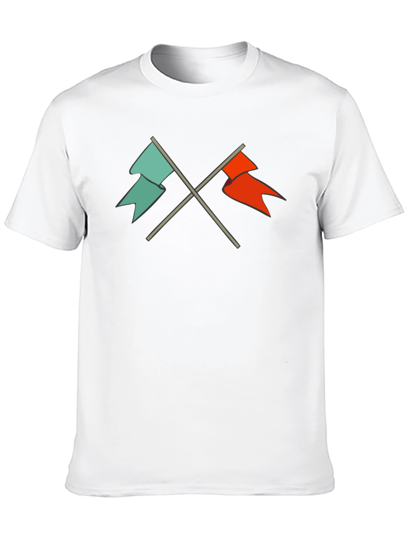 Crossed Flags Graphic Tee - Casual Black T-Shirt