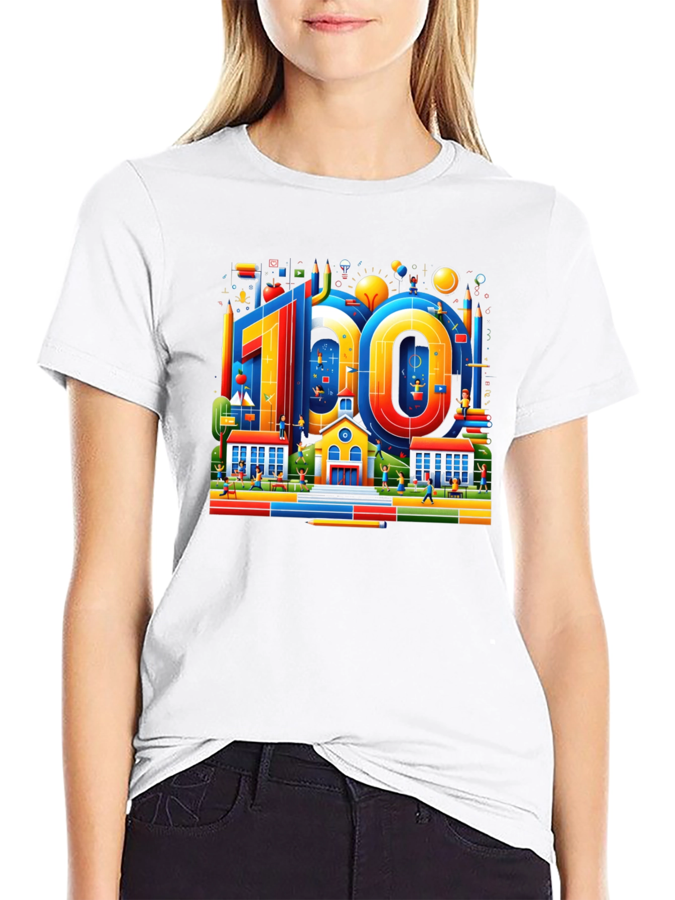 100 Days of School Black Graphic Tee