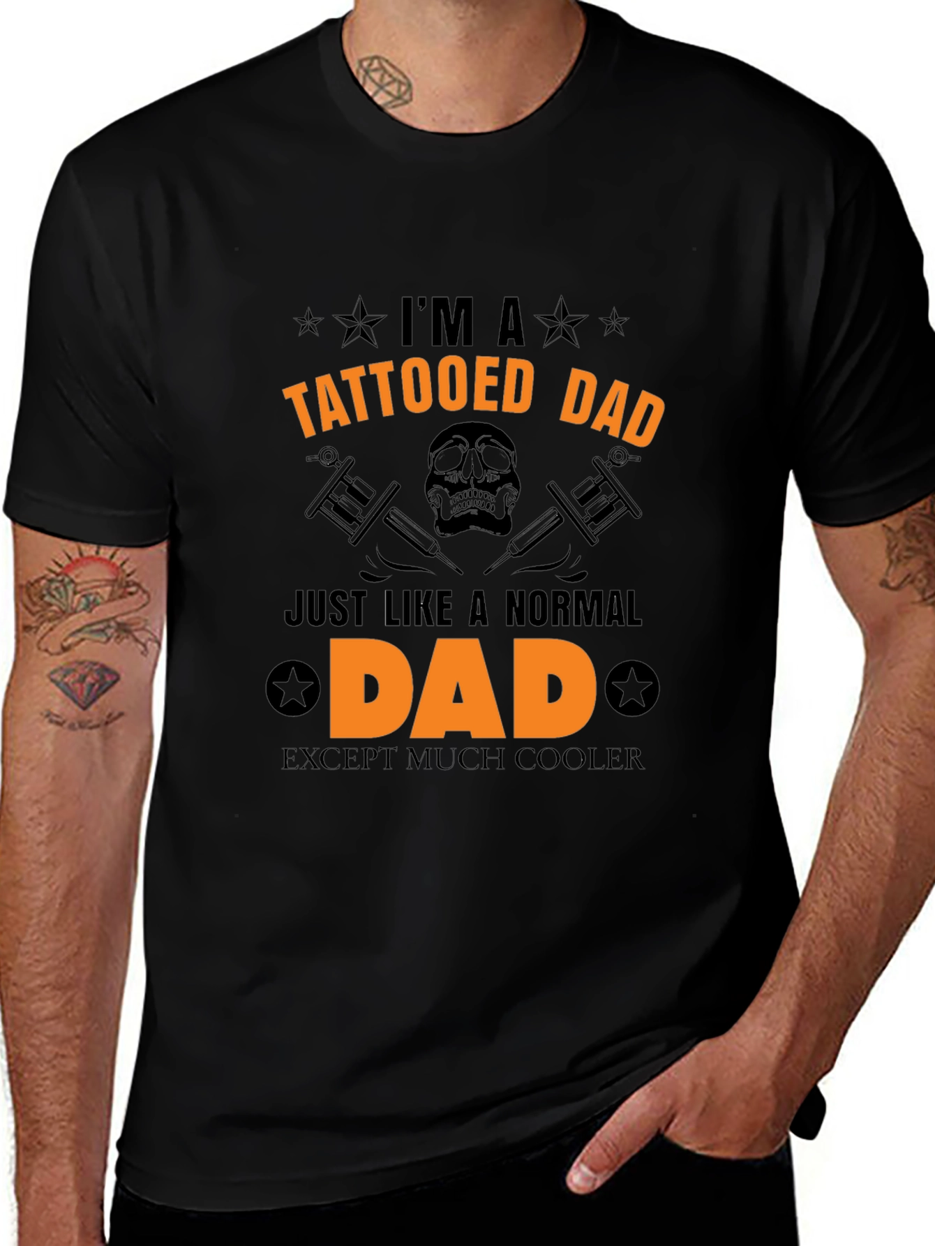 Tattooed Dad Black Graphic Tee - Cool Dad Style