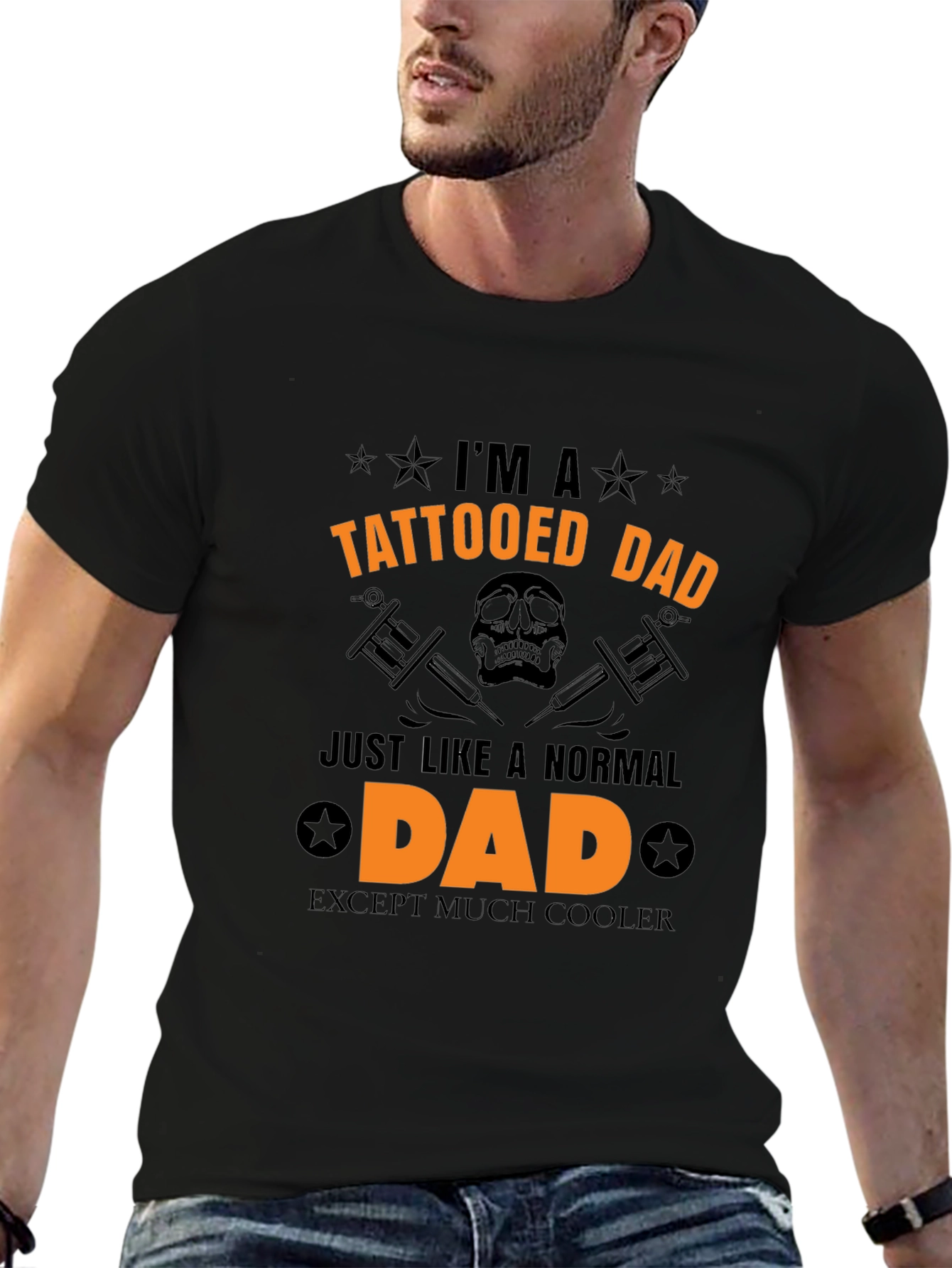 Tattooed Dad Black Graphic Tee - Cool Dad Style