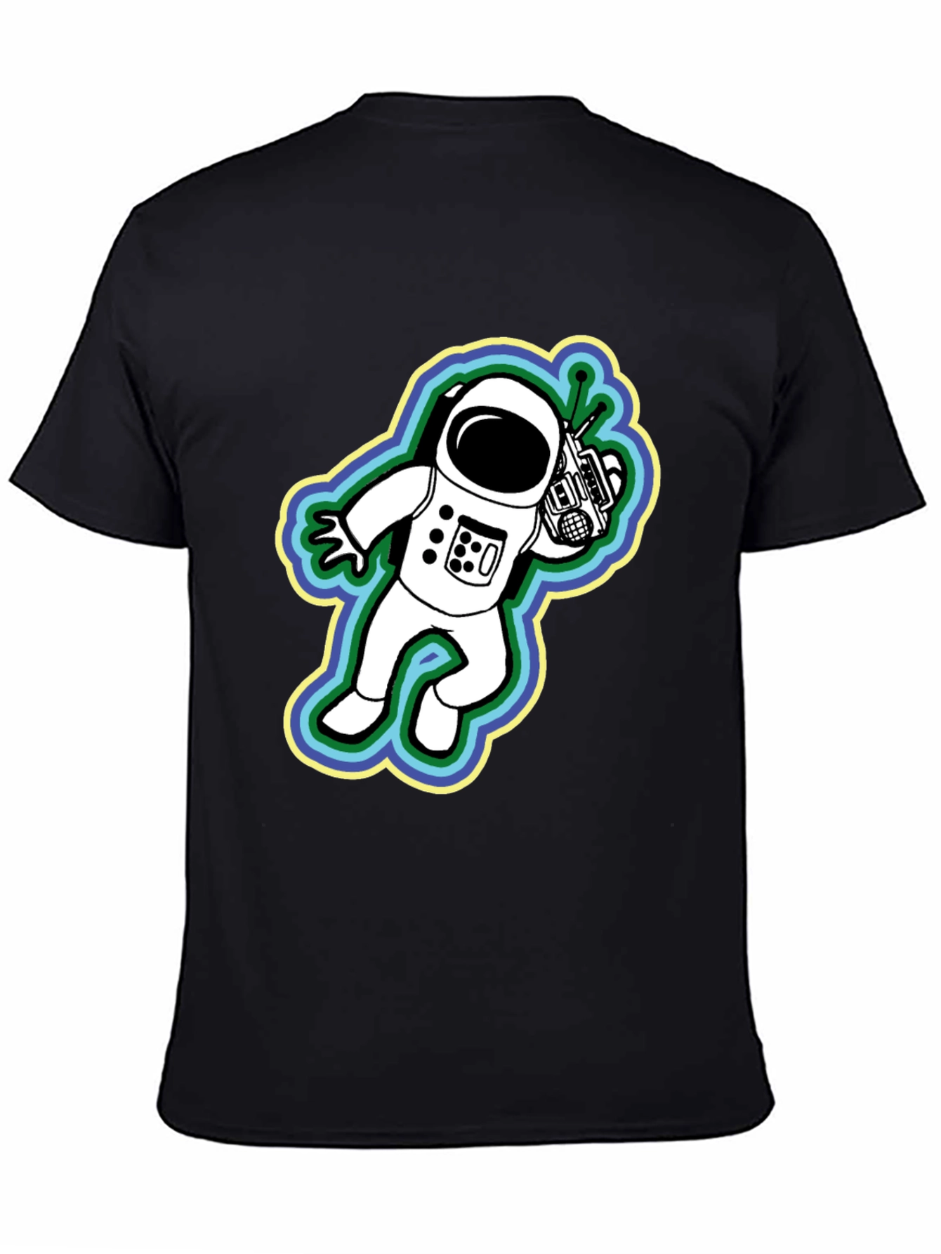 Retro Astronaut Graphic Black T-Shirt