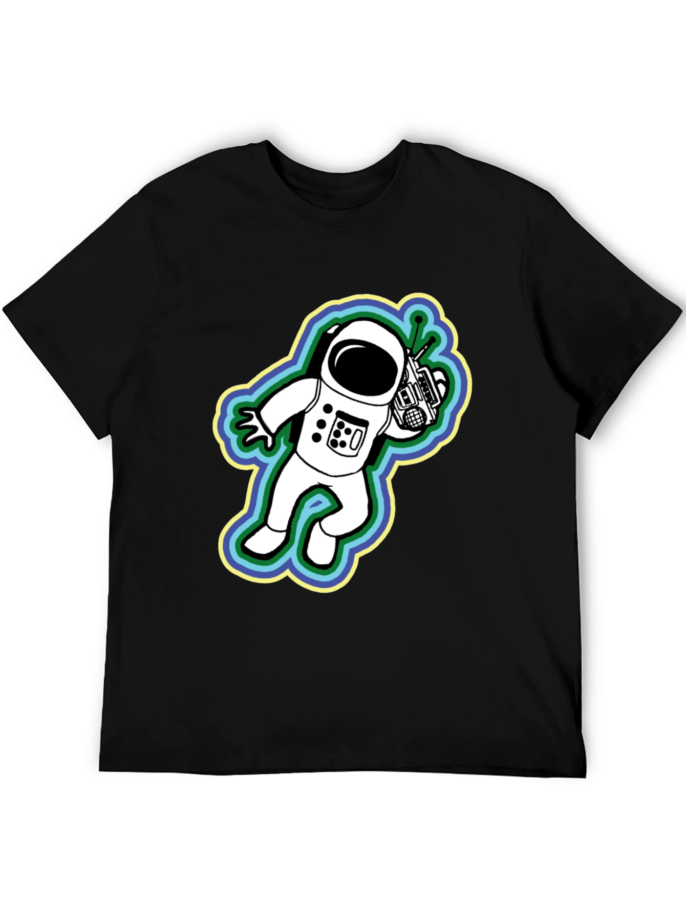 Retro Astronaut Graphic Black T-Shirt