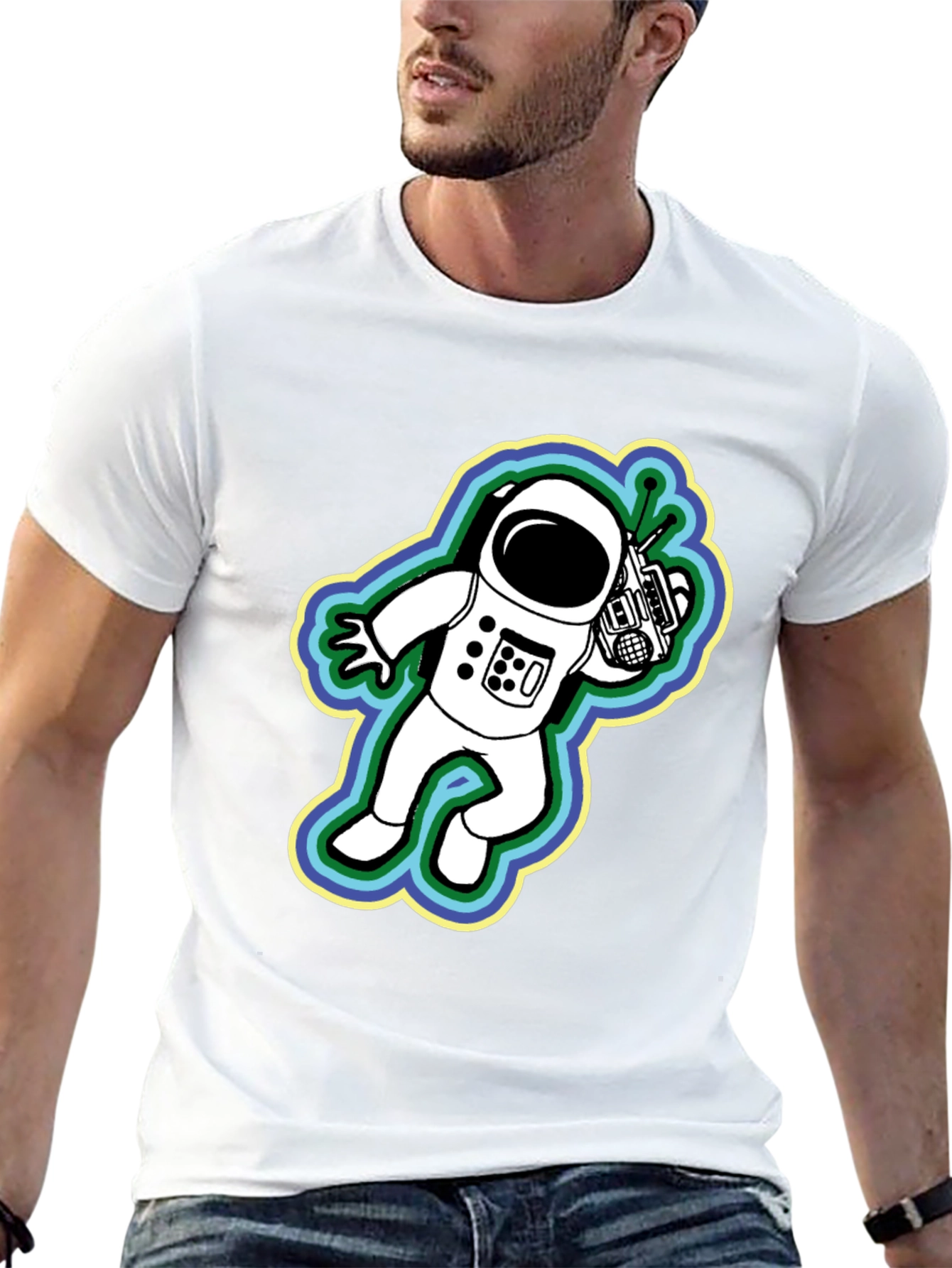 Retro Astronaut Graphic Black T-Shirt