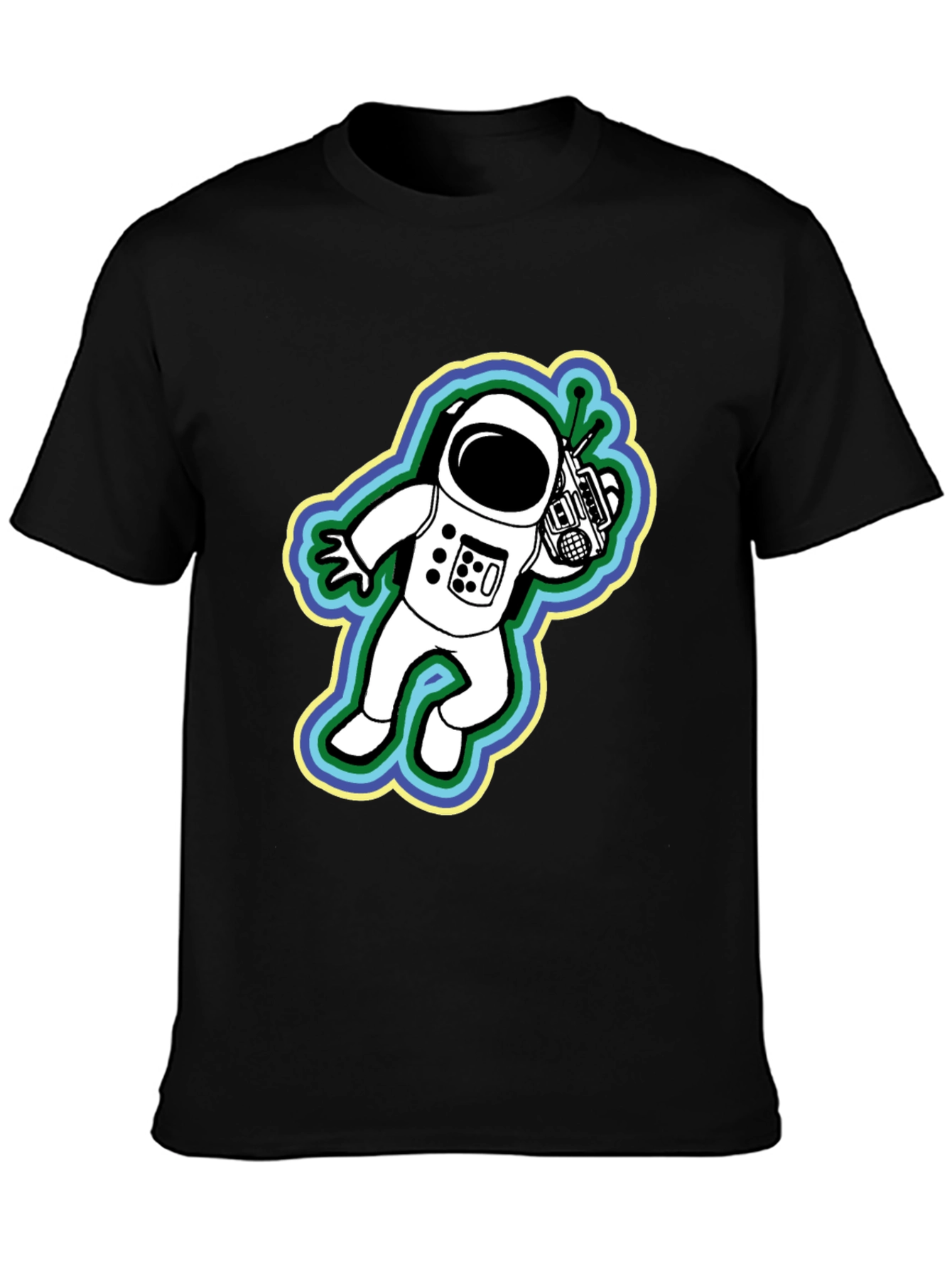 Retro Astronaut Graphic Black T-Shirt