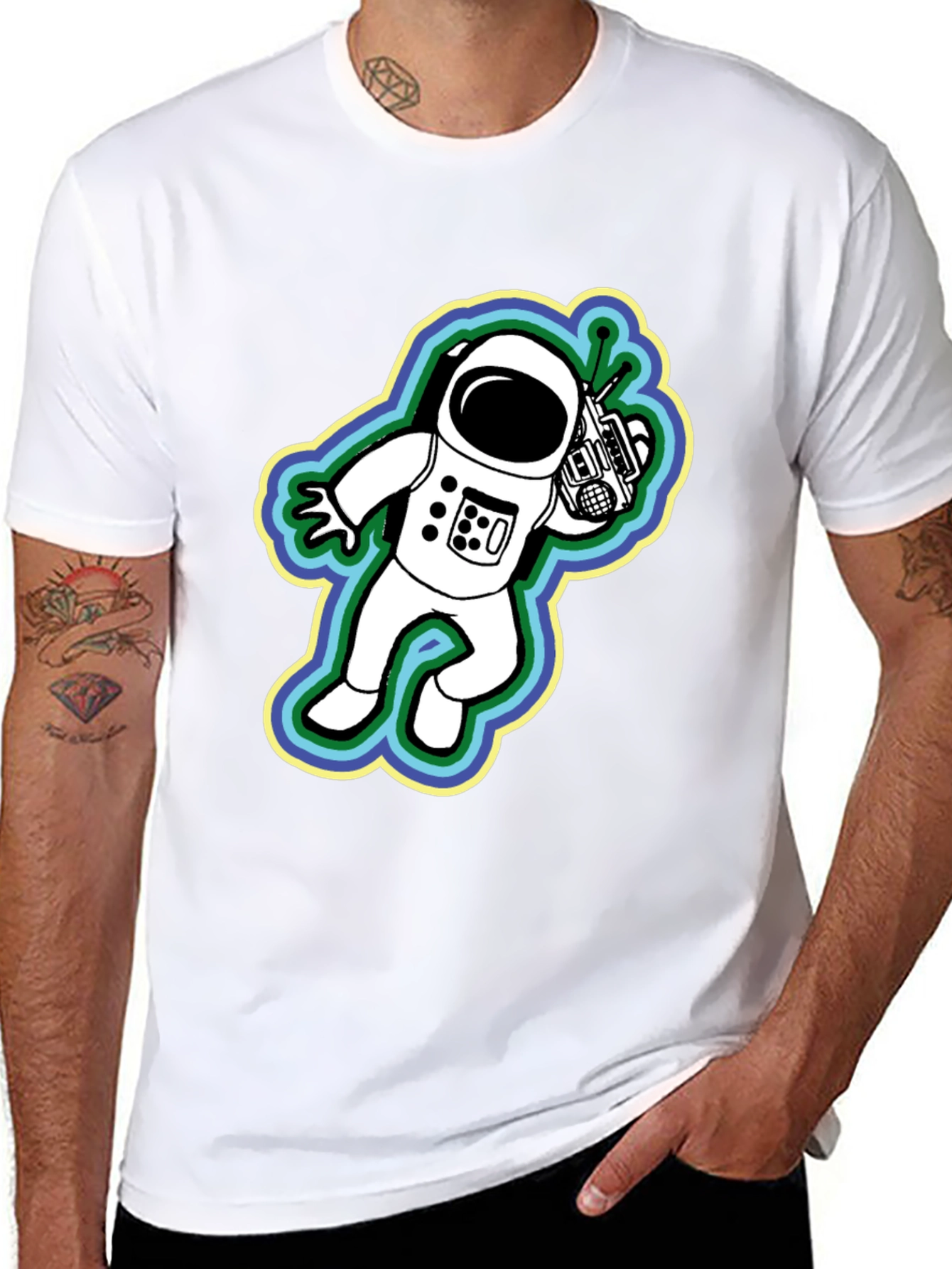 Retro Astronaut Graphic Black T-Shirt
