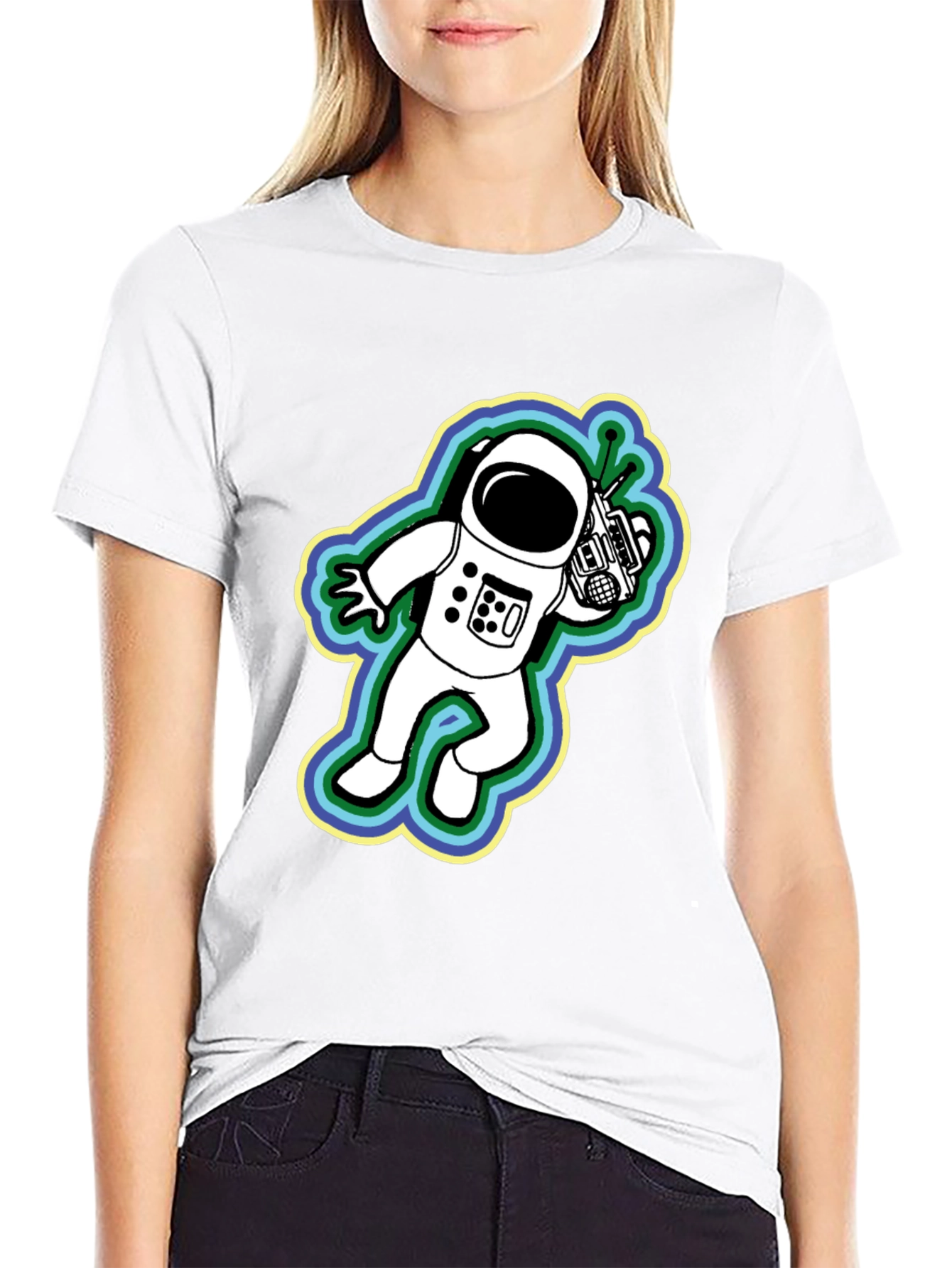 Retro Astronaut Graphic Black T-Shirt
