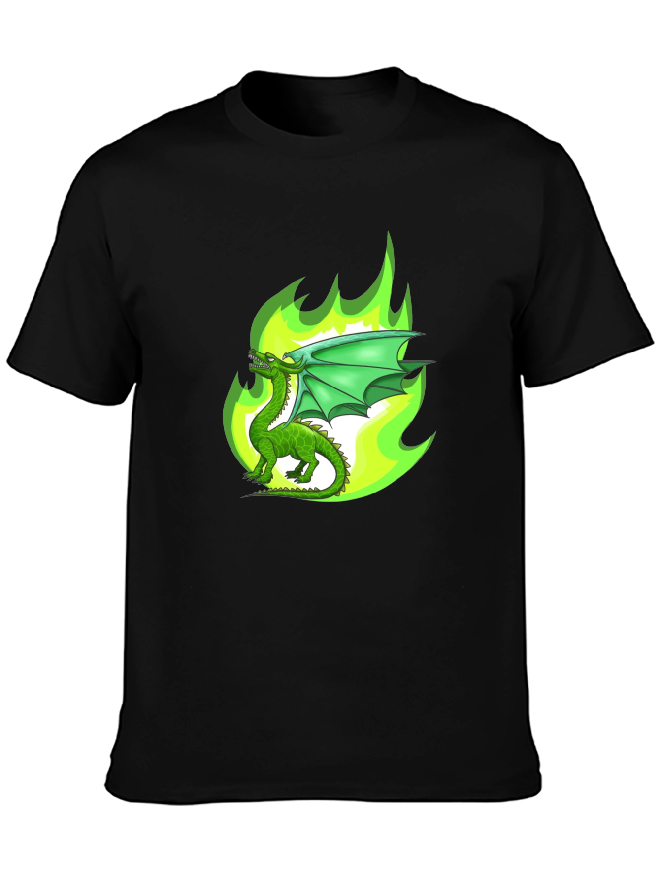 Green Dragon Fire Graphic T-Shirt