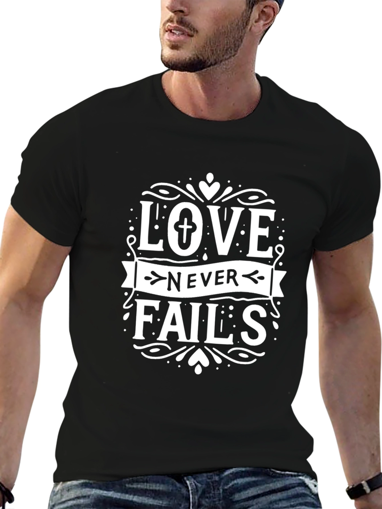 Love Never Fails Graphic Tee - Black Unisex T-Shirt