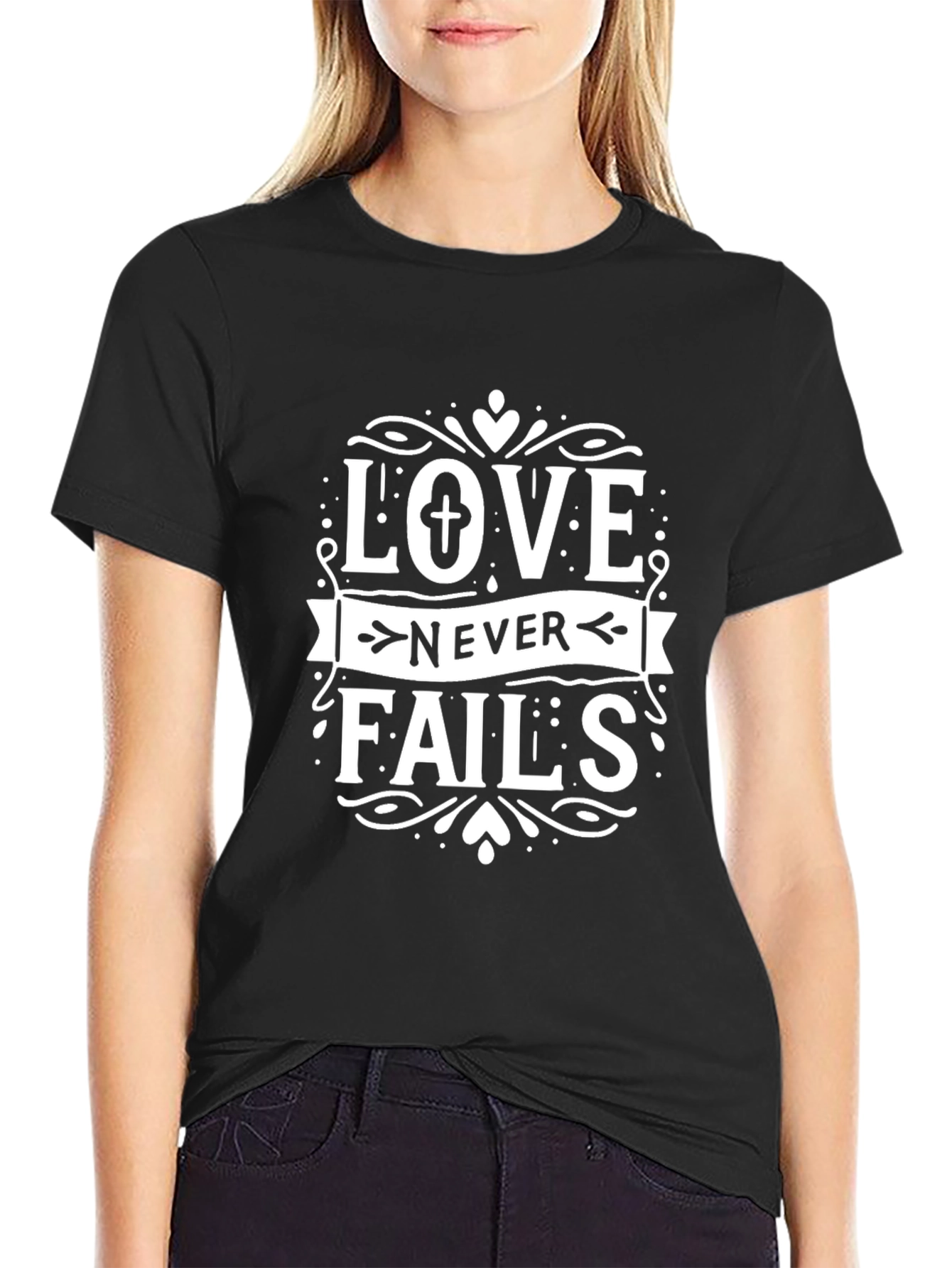 Love Never Fails Graphic Tee - Black Unisex T-Shirt