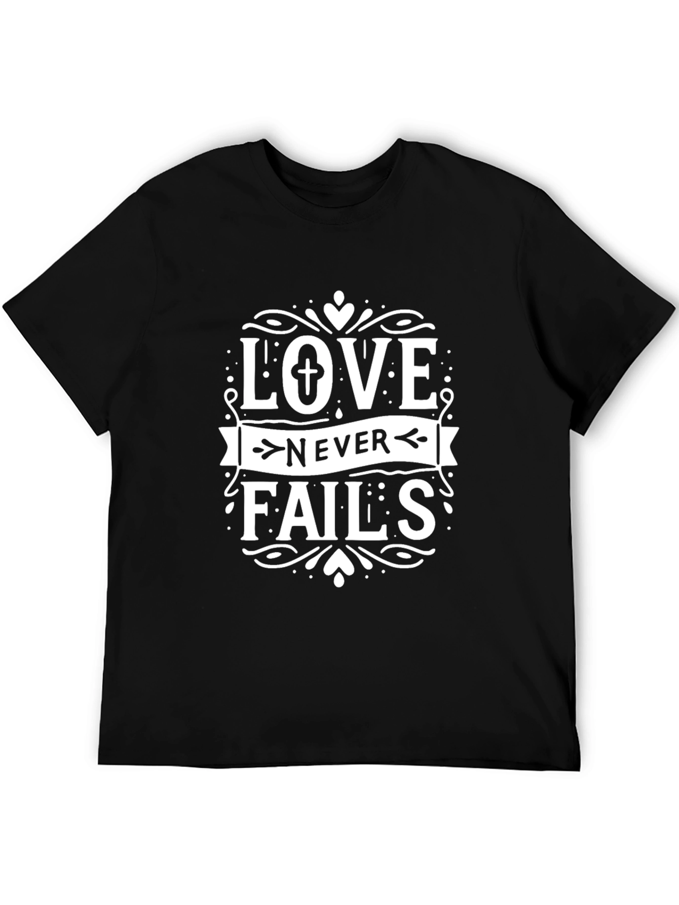 Love Never Fails Graphic Tee - Black Unisex T-Shirt