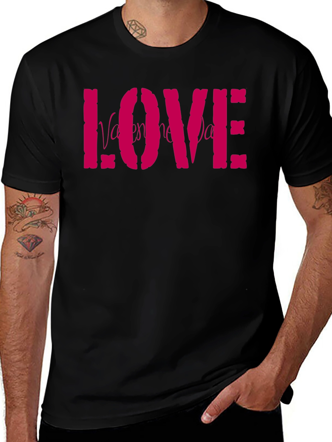 Valentines Day LOVE Graphic Tee - Black