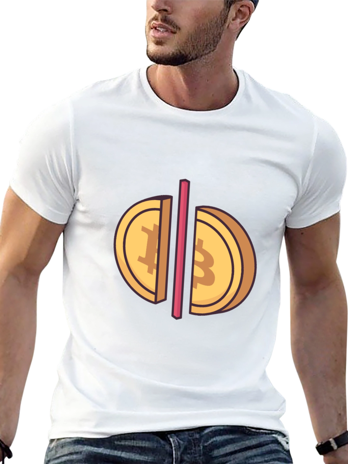 Bitcoin Split Graphic Black Tee - Crypto Enthusiast Style