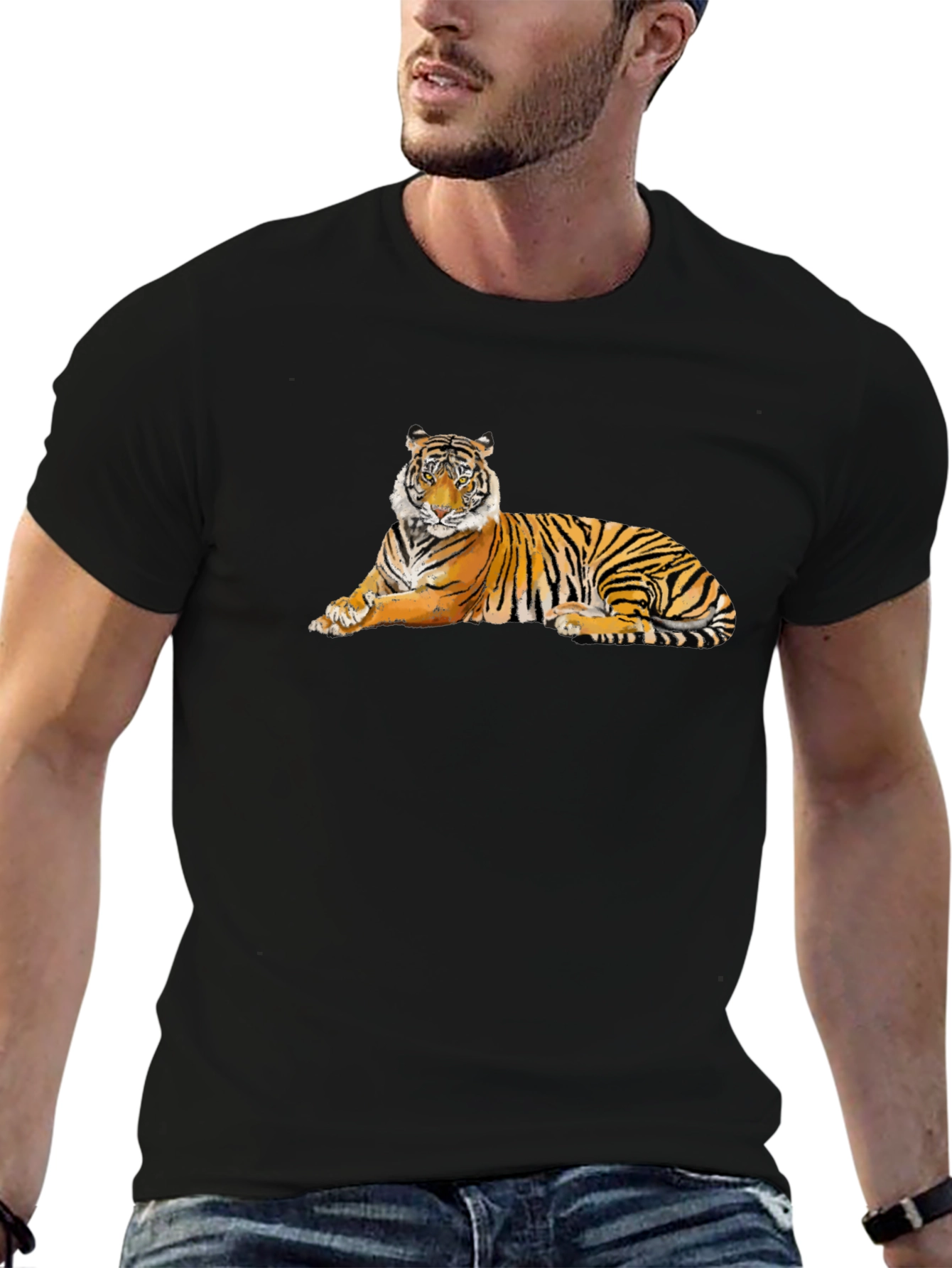 Cool Tiger Graphic T-Shirt - Black Cotton Tee