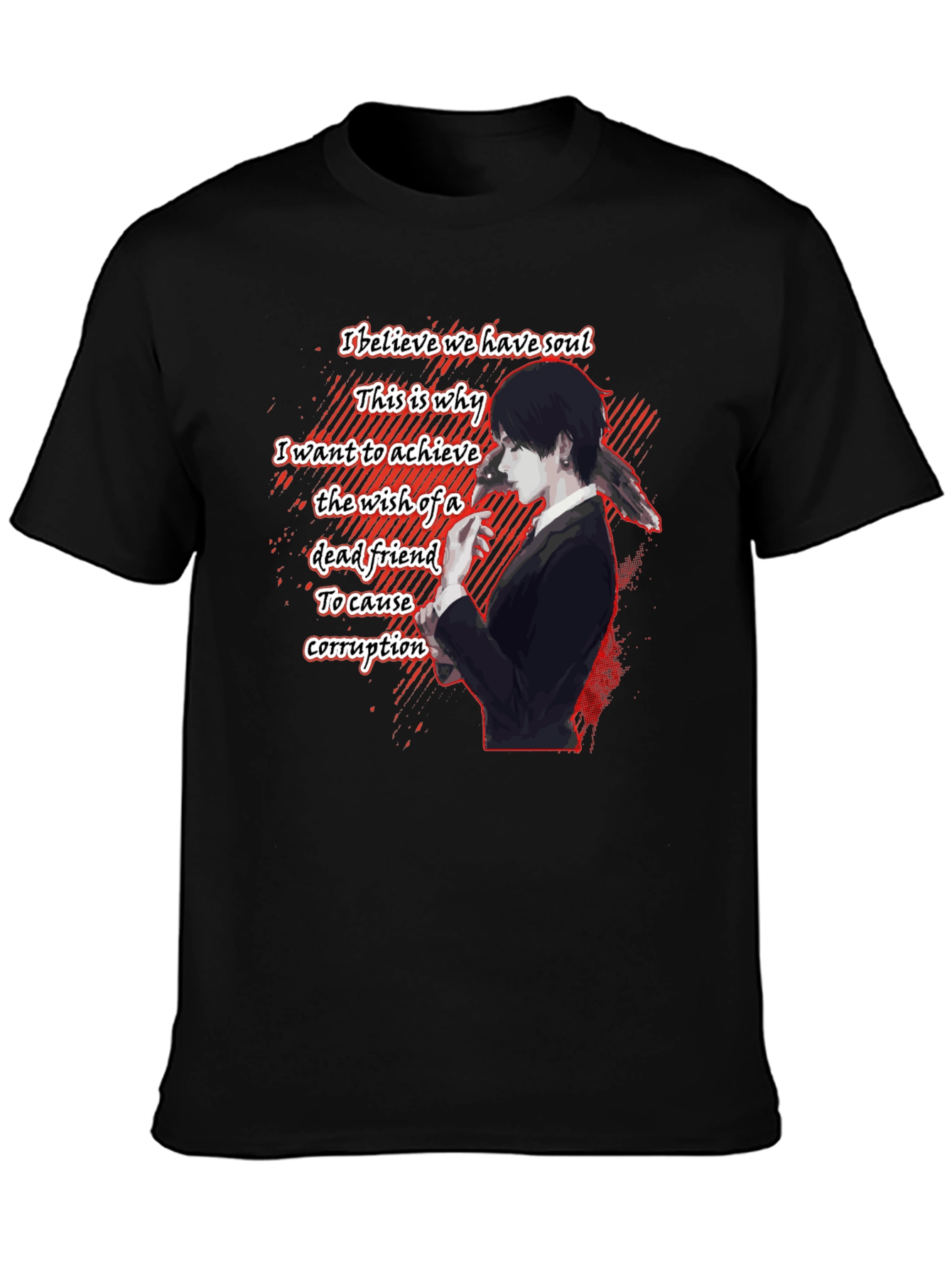 Anime Quote Graphic T-Shirt - Black