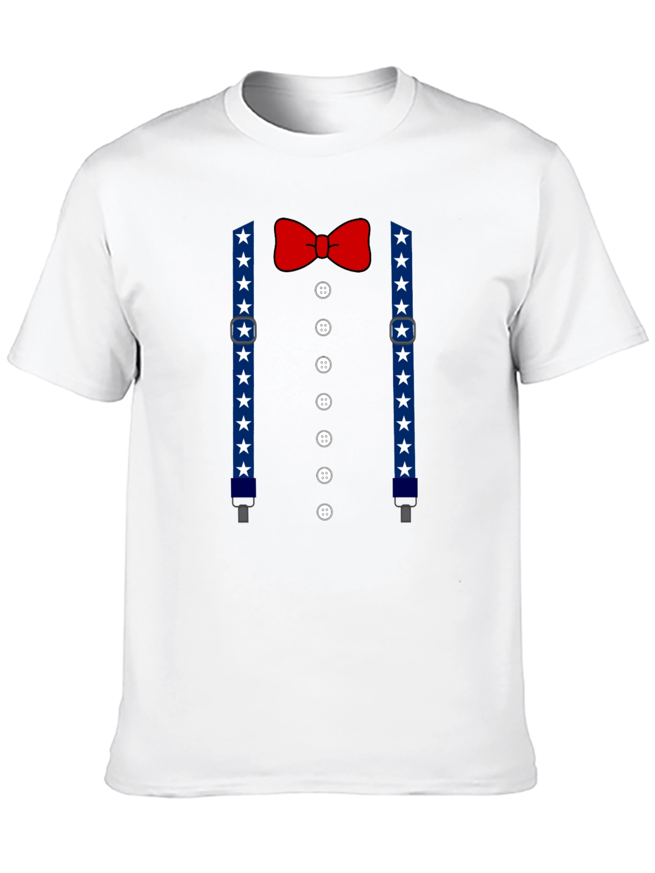 Patriotic Suspenders & Bow Tie Mens T-Shirt