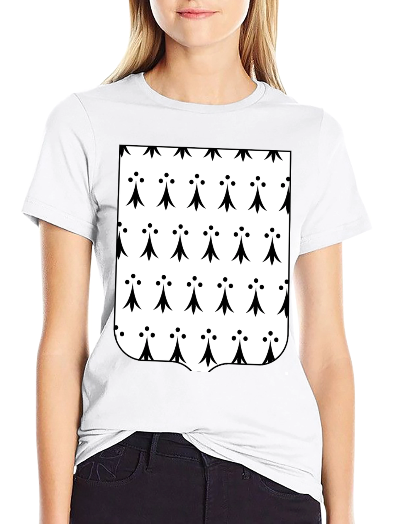 Breton Ermine Pattern T-Shirt - Black