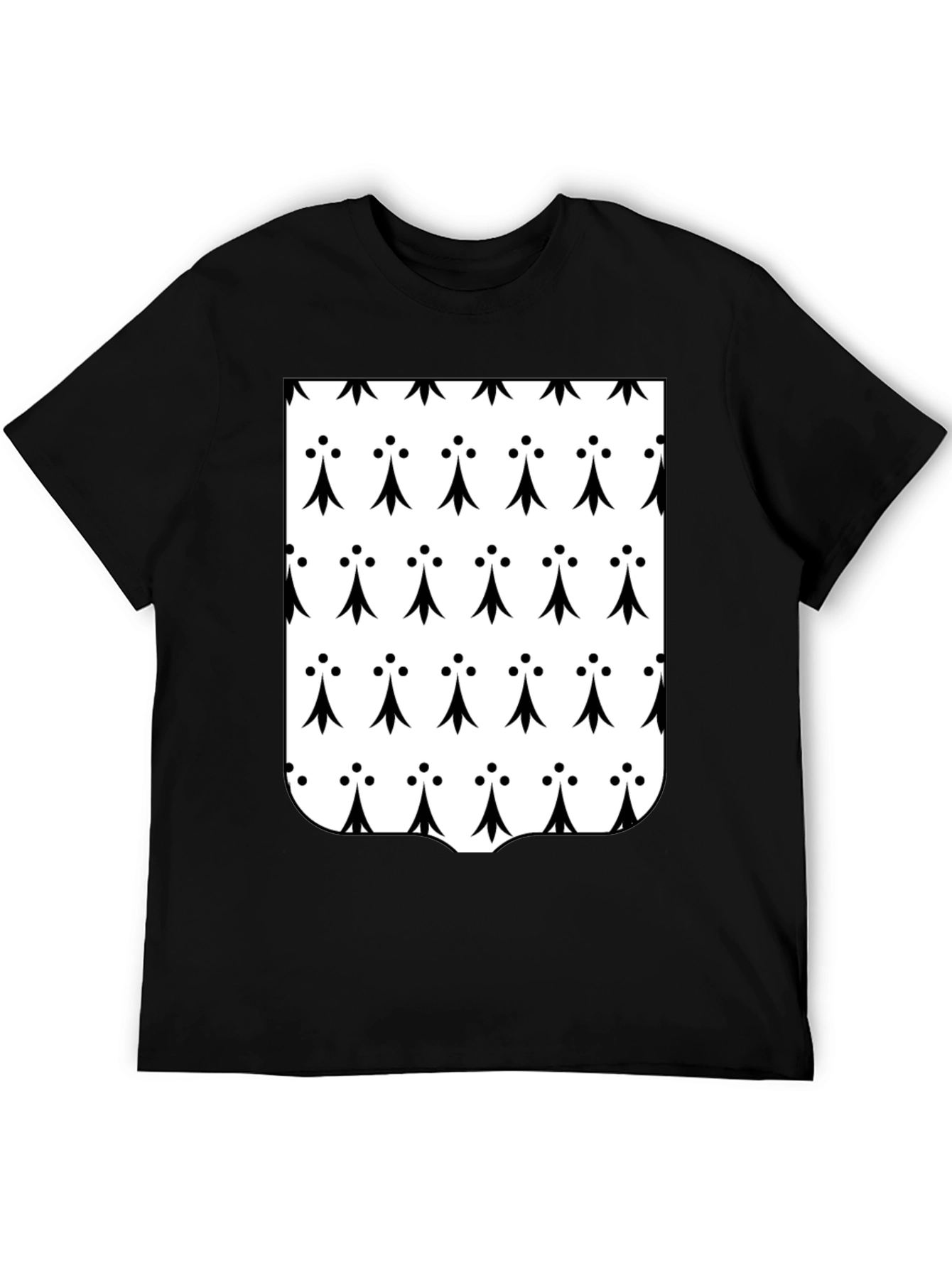 Breton Ermine Pattern T-Shirt - Black