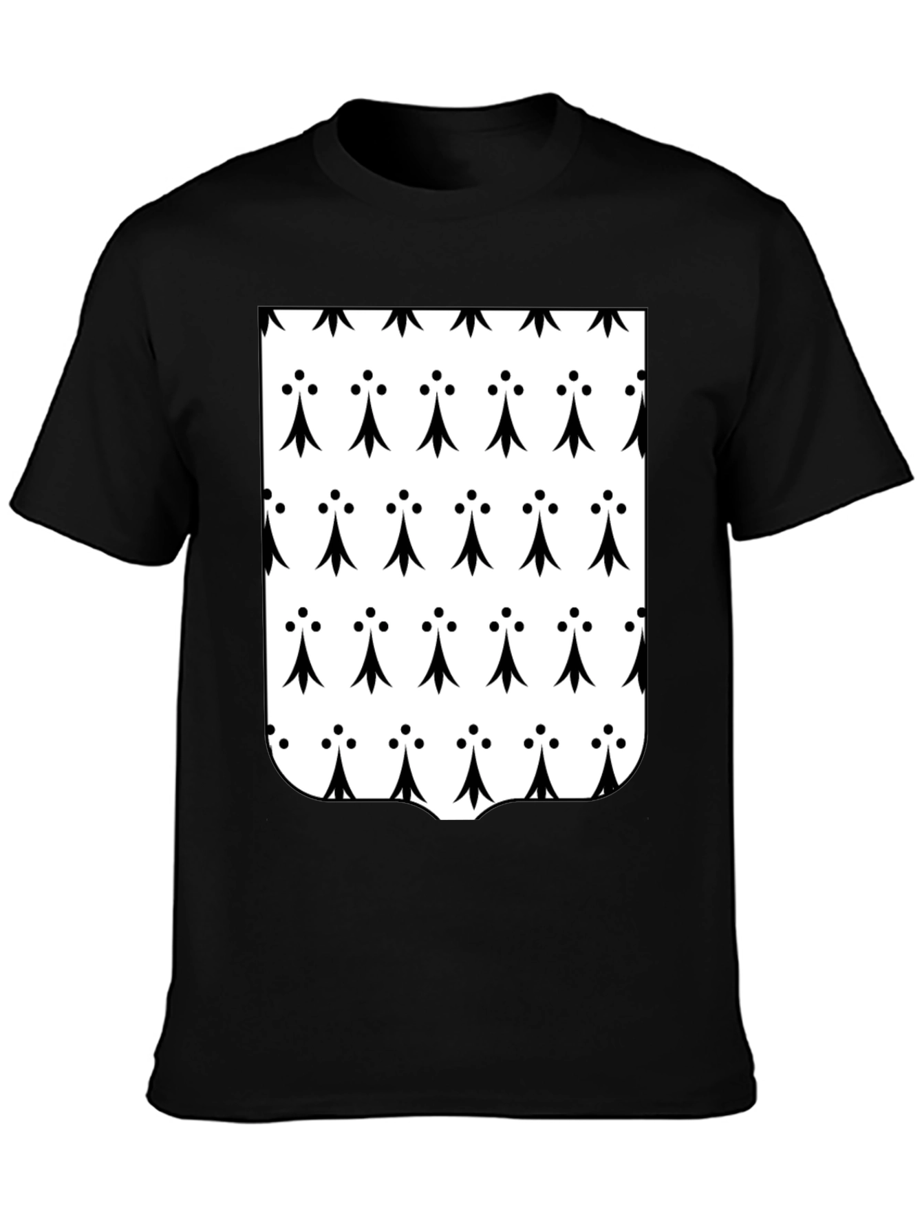 Breton Ermine Pattern T-Shirt - Black
