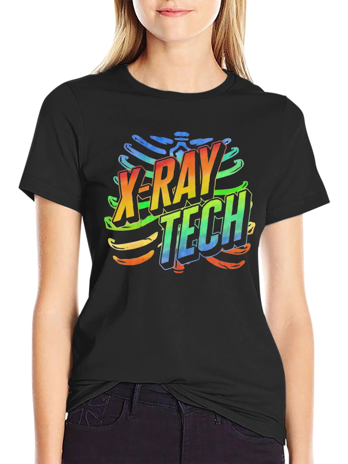 X-Ray Tech Rainbow Graphic Black T-Shirt