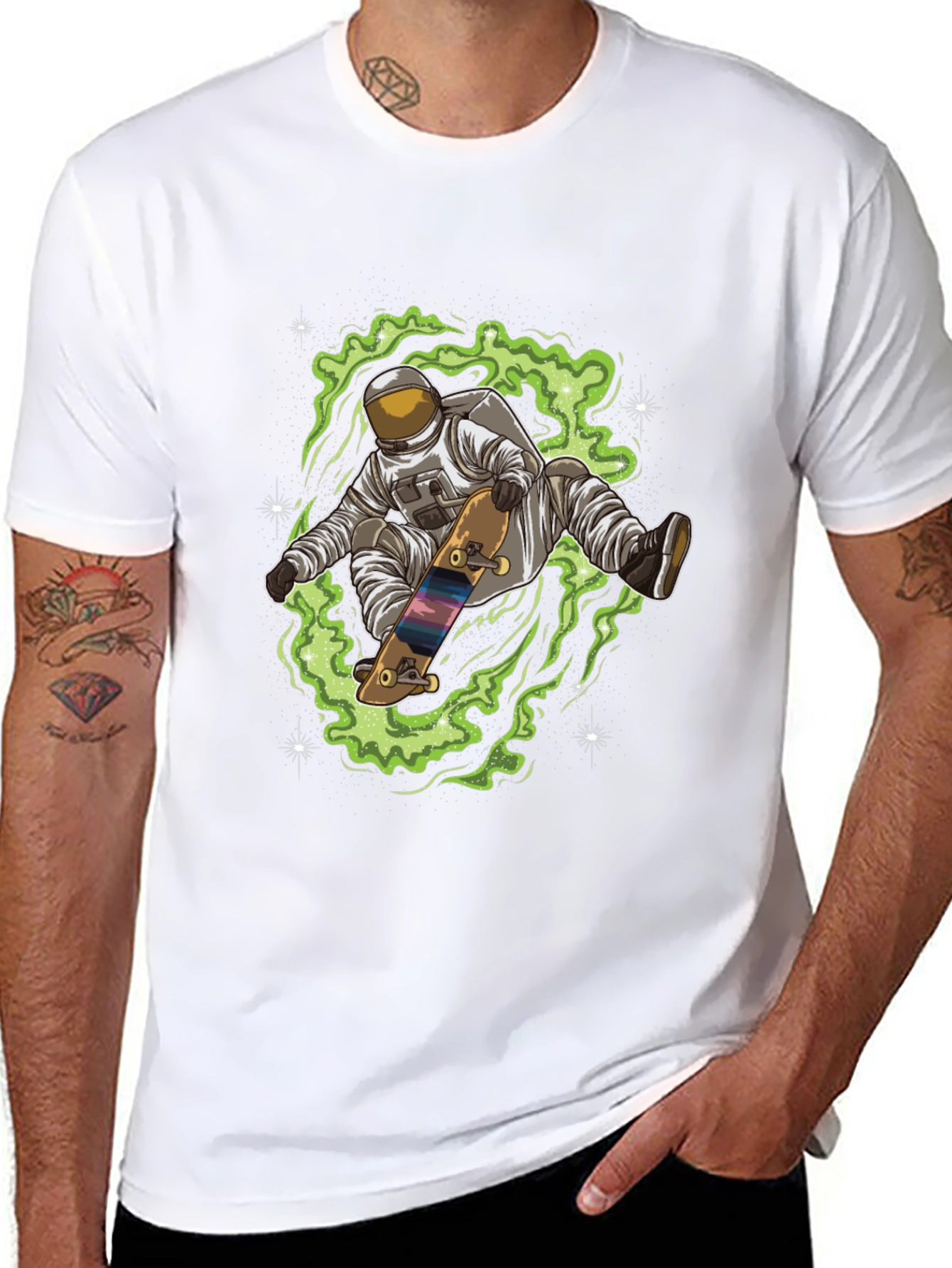 Astronaut Skateboard T-Shirt - Space Design