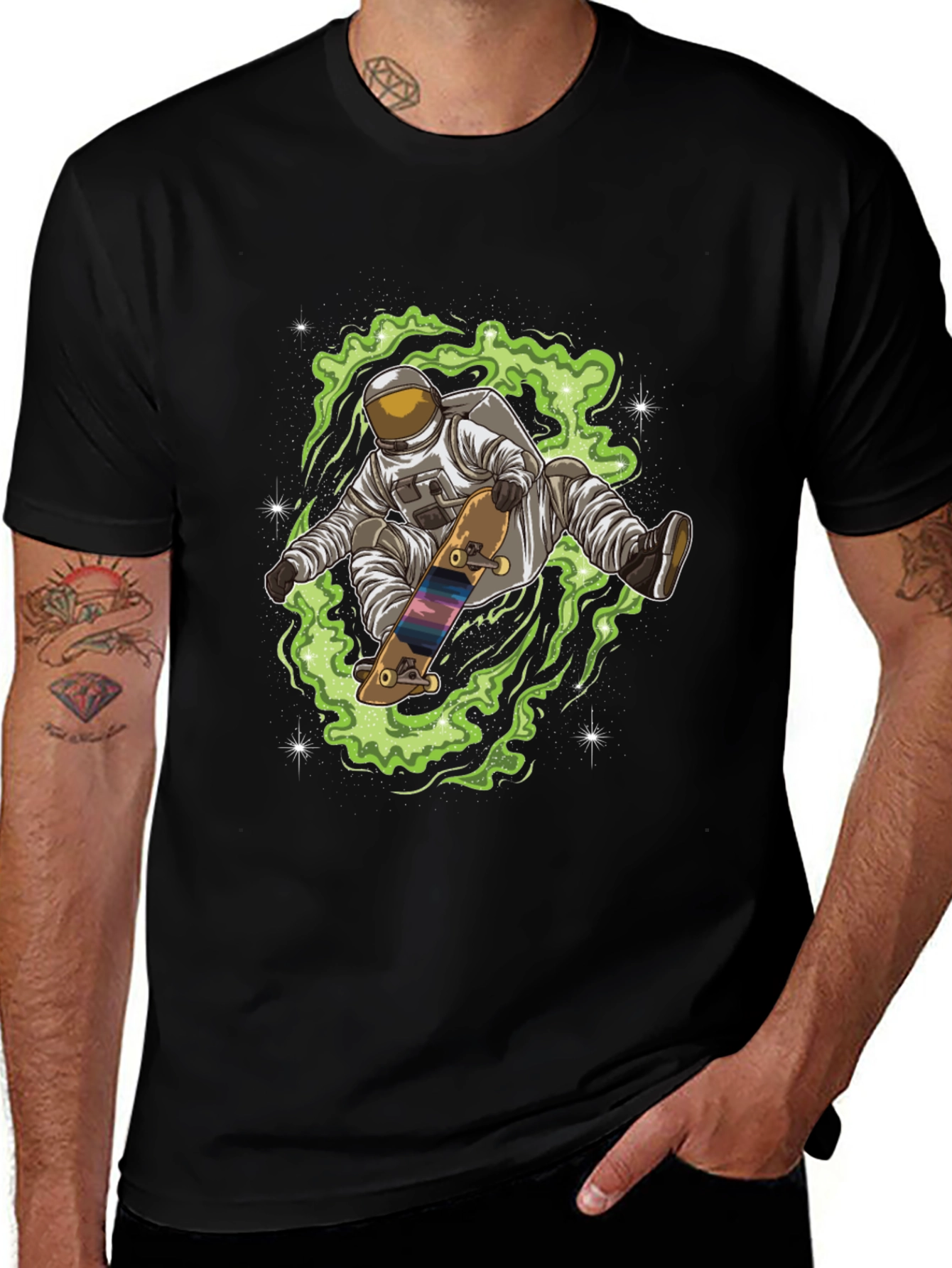 Astronaut Skateboard T-Shirt - Space Design