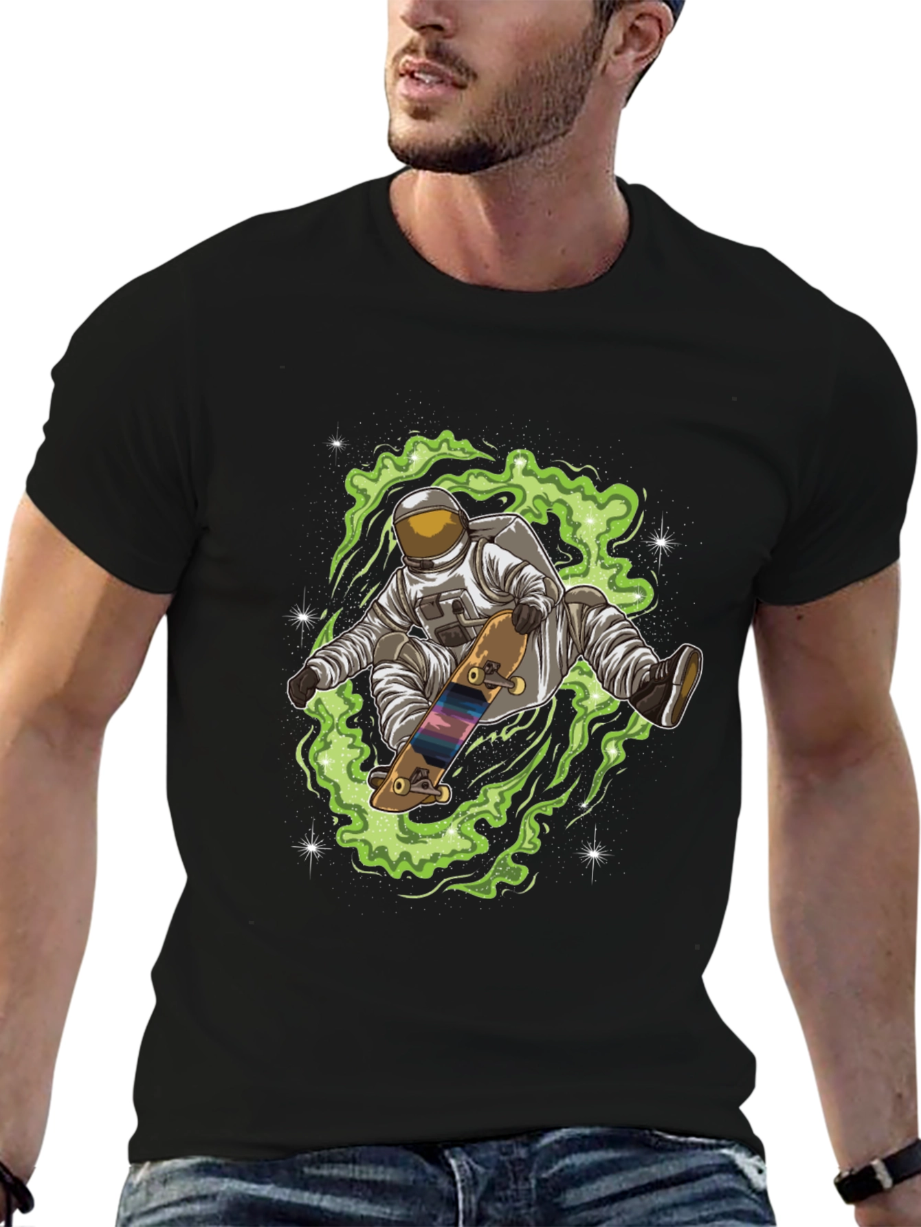 Astronaut Skateboard T-Shirt - Space Design