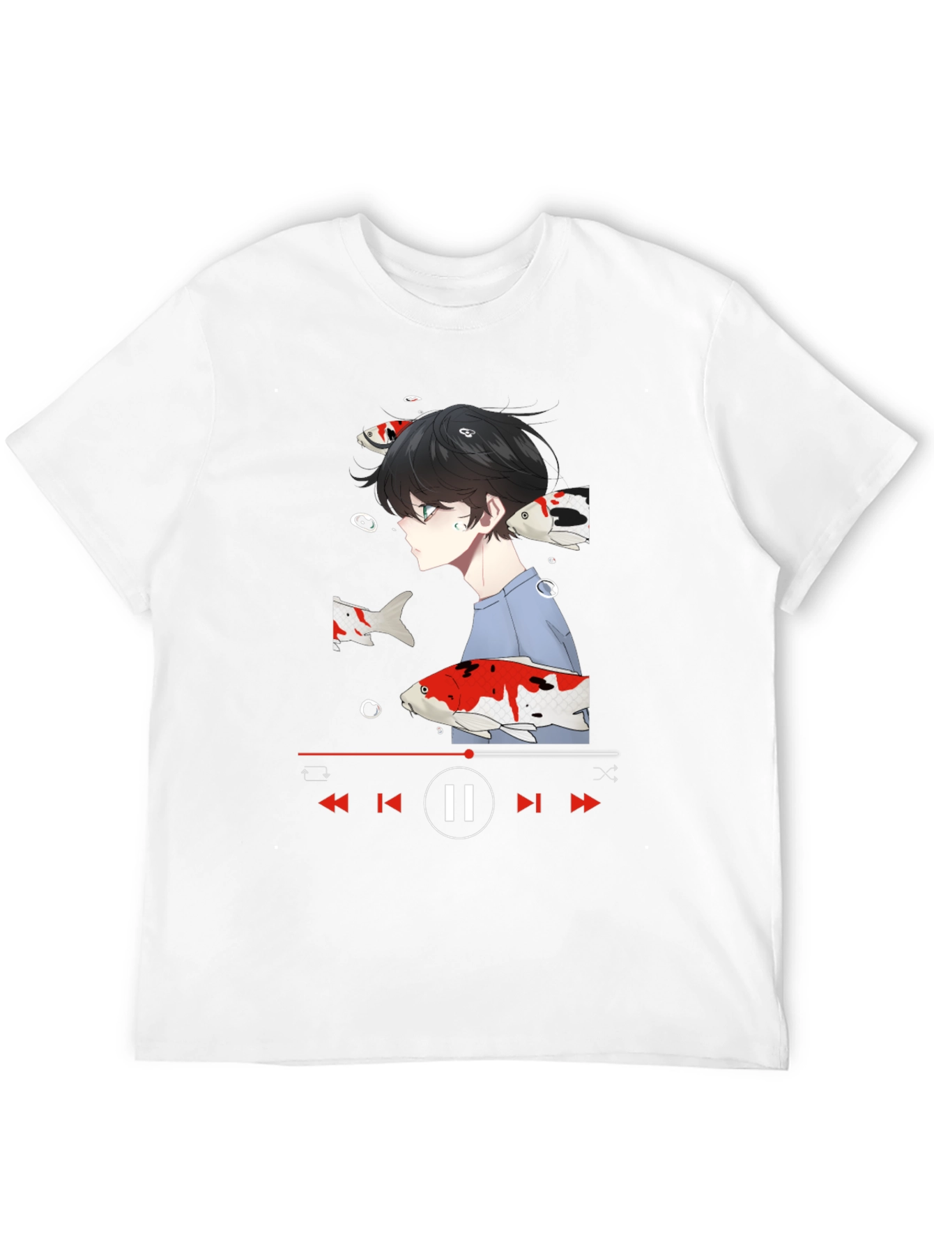 Anime Koi Fish Black T-Shirt