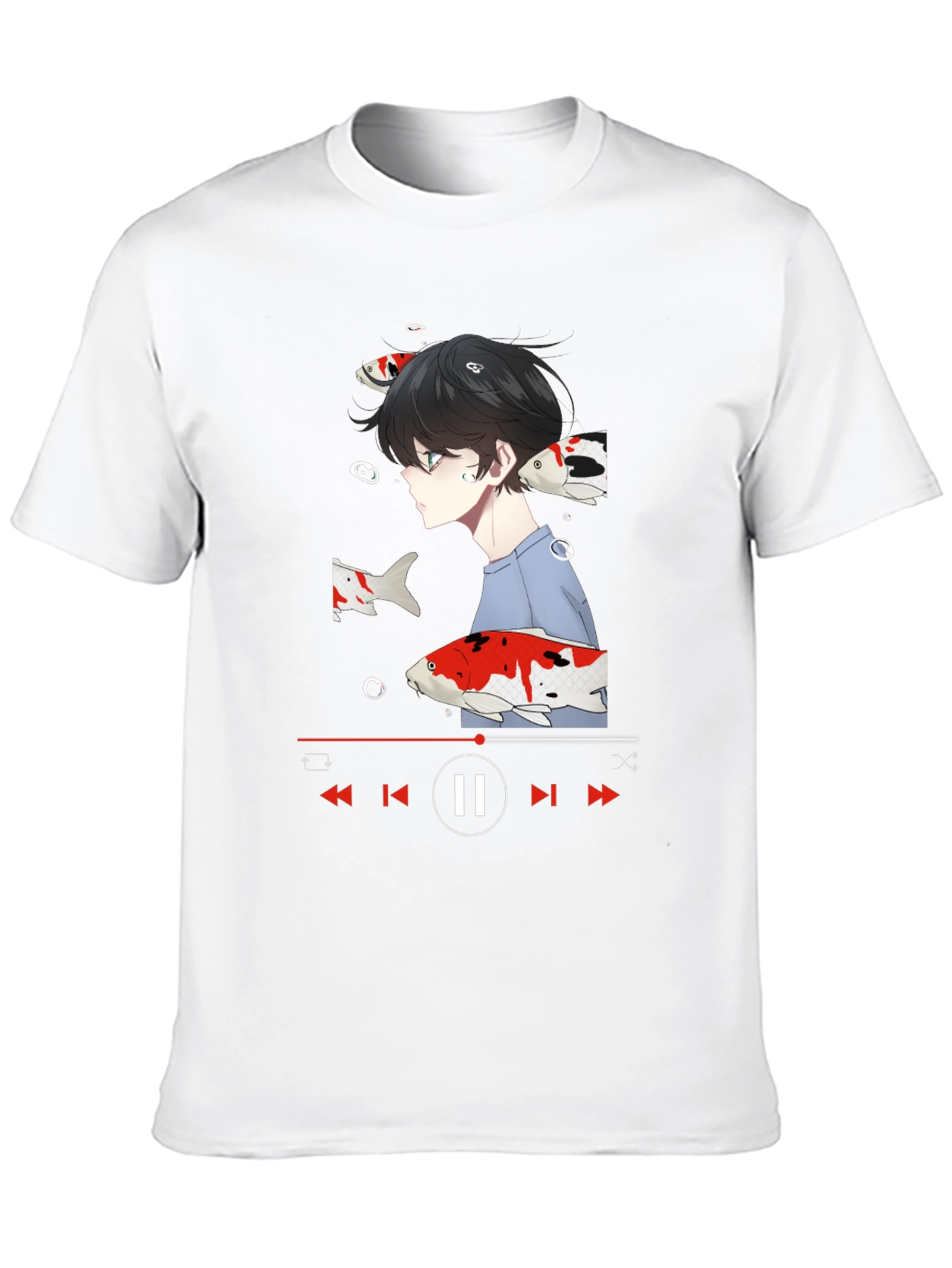 Anime Koi Fish Black T-Shirt