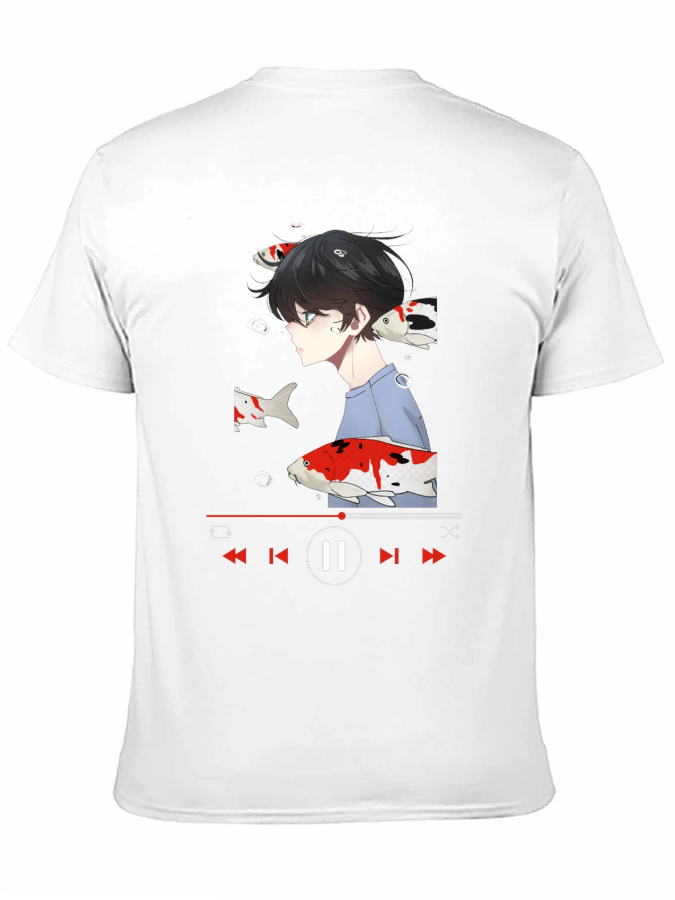Anime Koi Fish Black T-Shirt