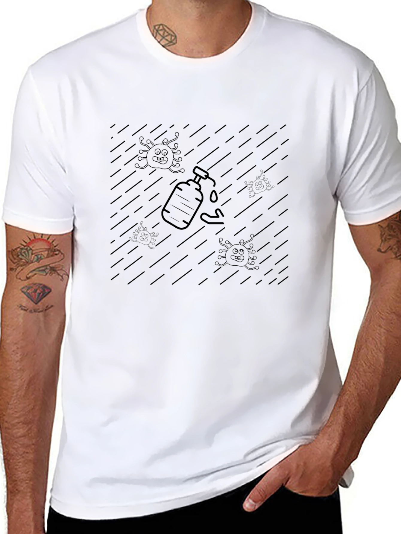Germ-Free Style: Black Hand Sanitizer Graphic Tee