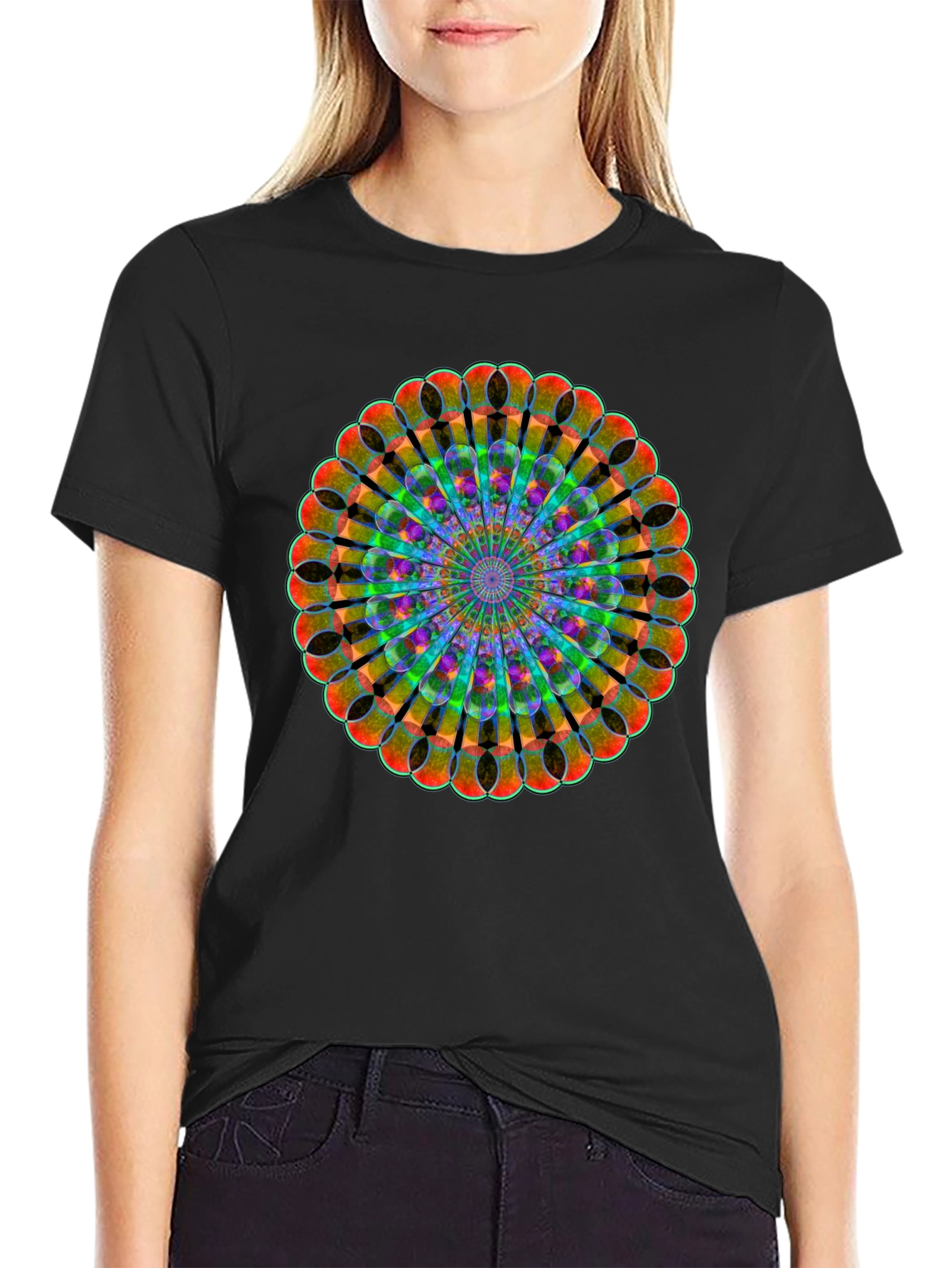 Kaleidoscope Mandala Black T-Shirt