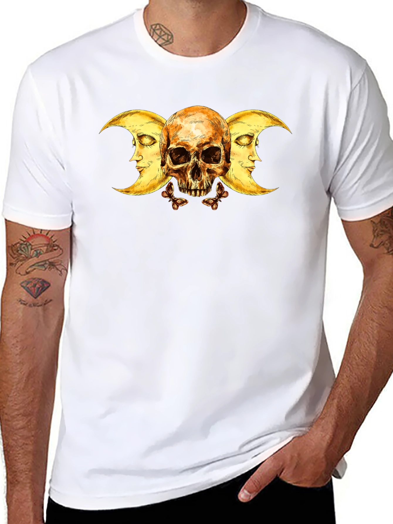 Skull & Crescent Moon Graphic Tee