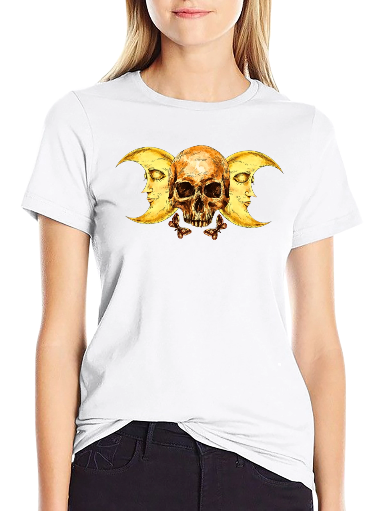 Skull & Crescent Moon Graphic Tee