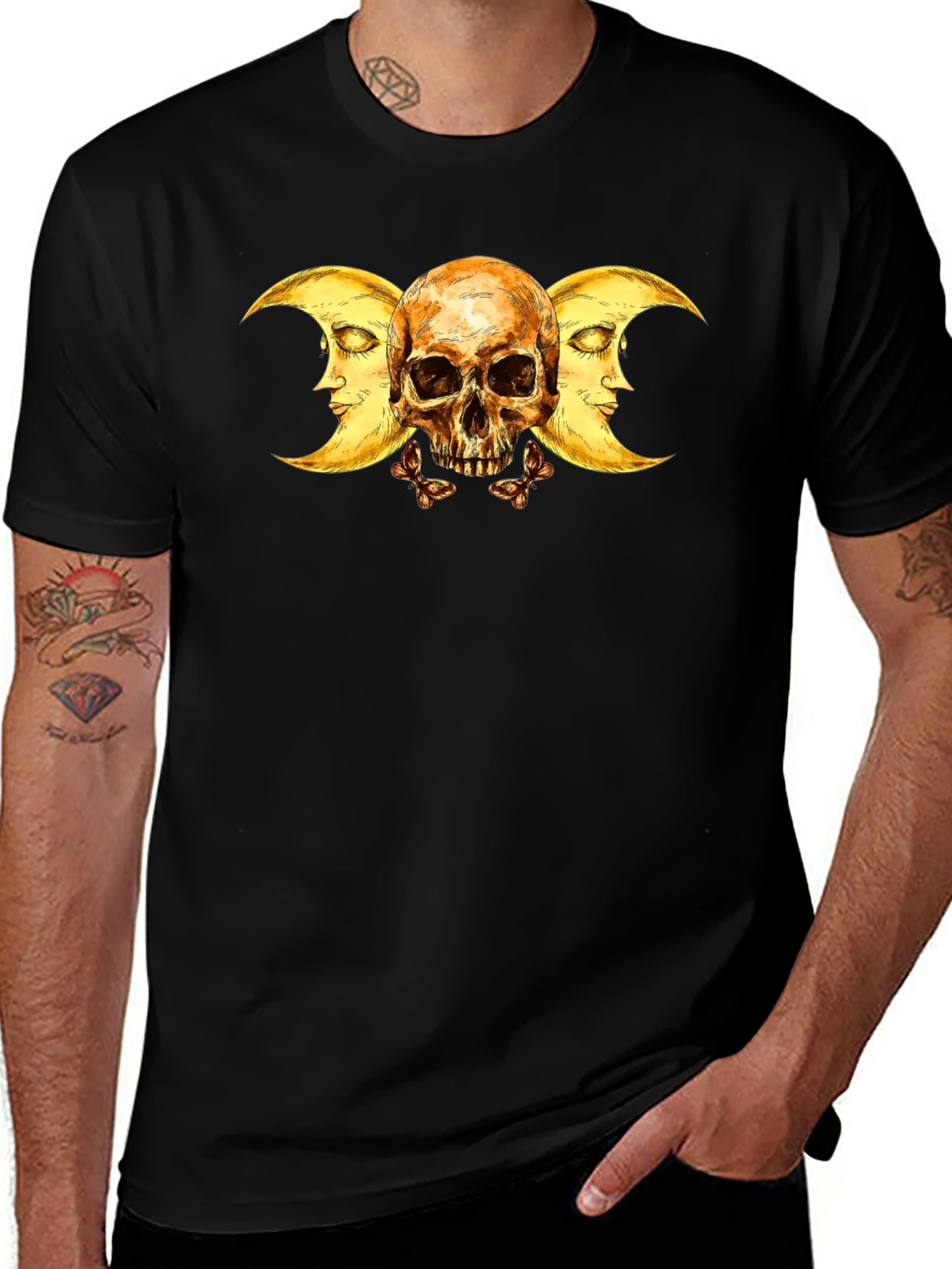 Skull & Crescent Moon Graphic Tee