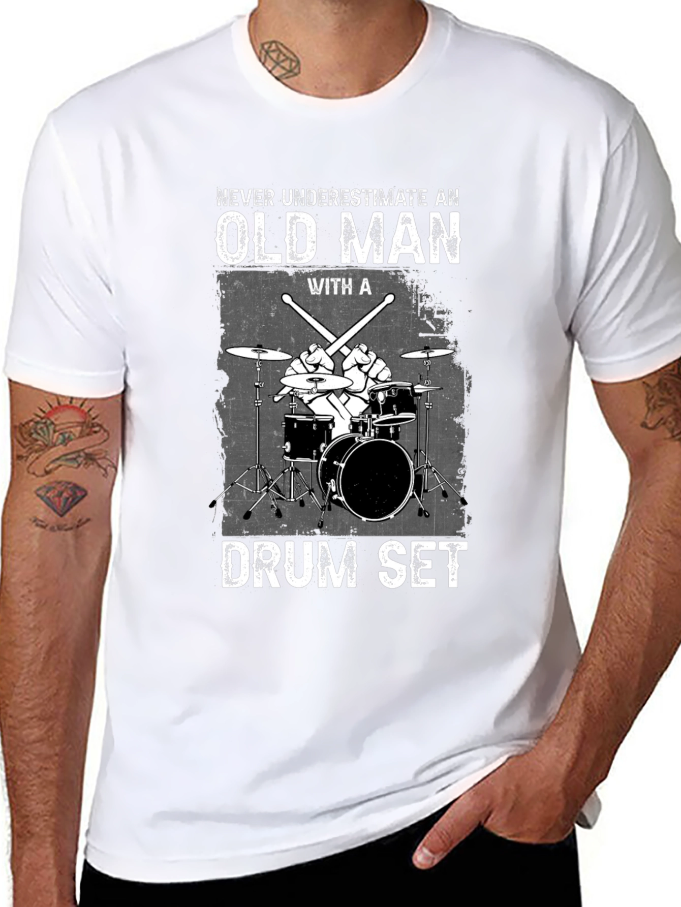 Old Man Drum Set Graphic Tee