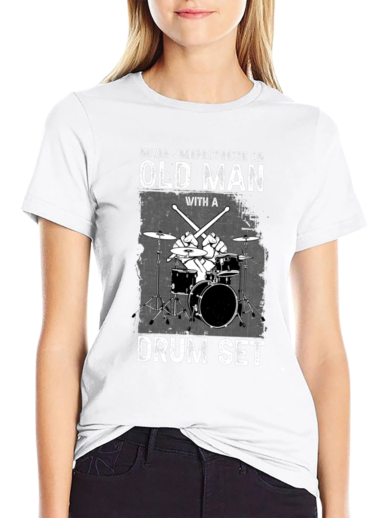 Old Man Drum Set Graphic Tee