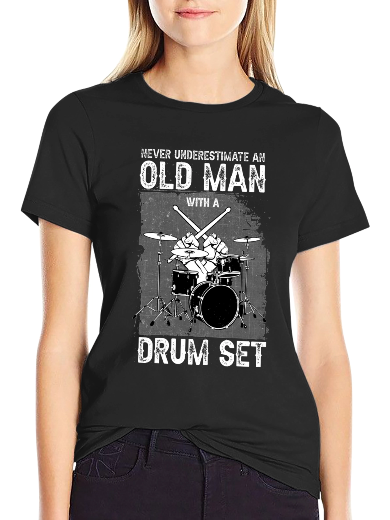 Old Man Drum Set Graphic Tee